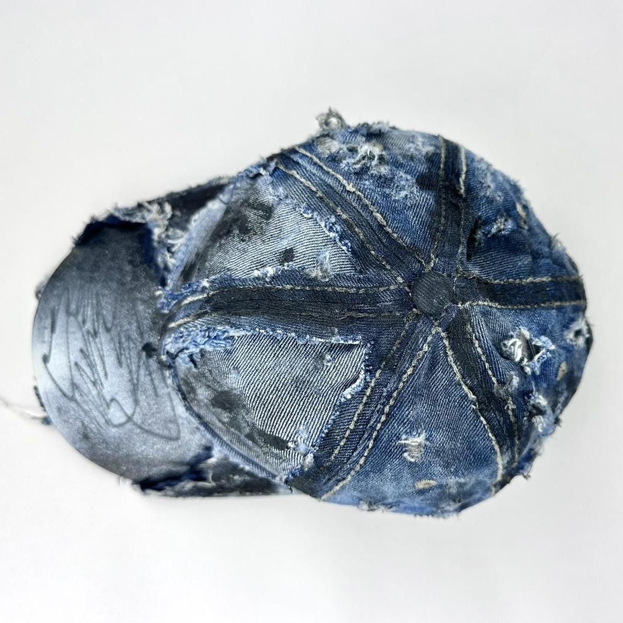 Other ASTROBOI* Shredded Blue Distressed Denim Hat Size ONE SIZE - 7 Thumbnail