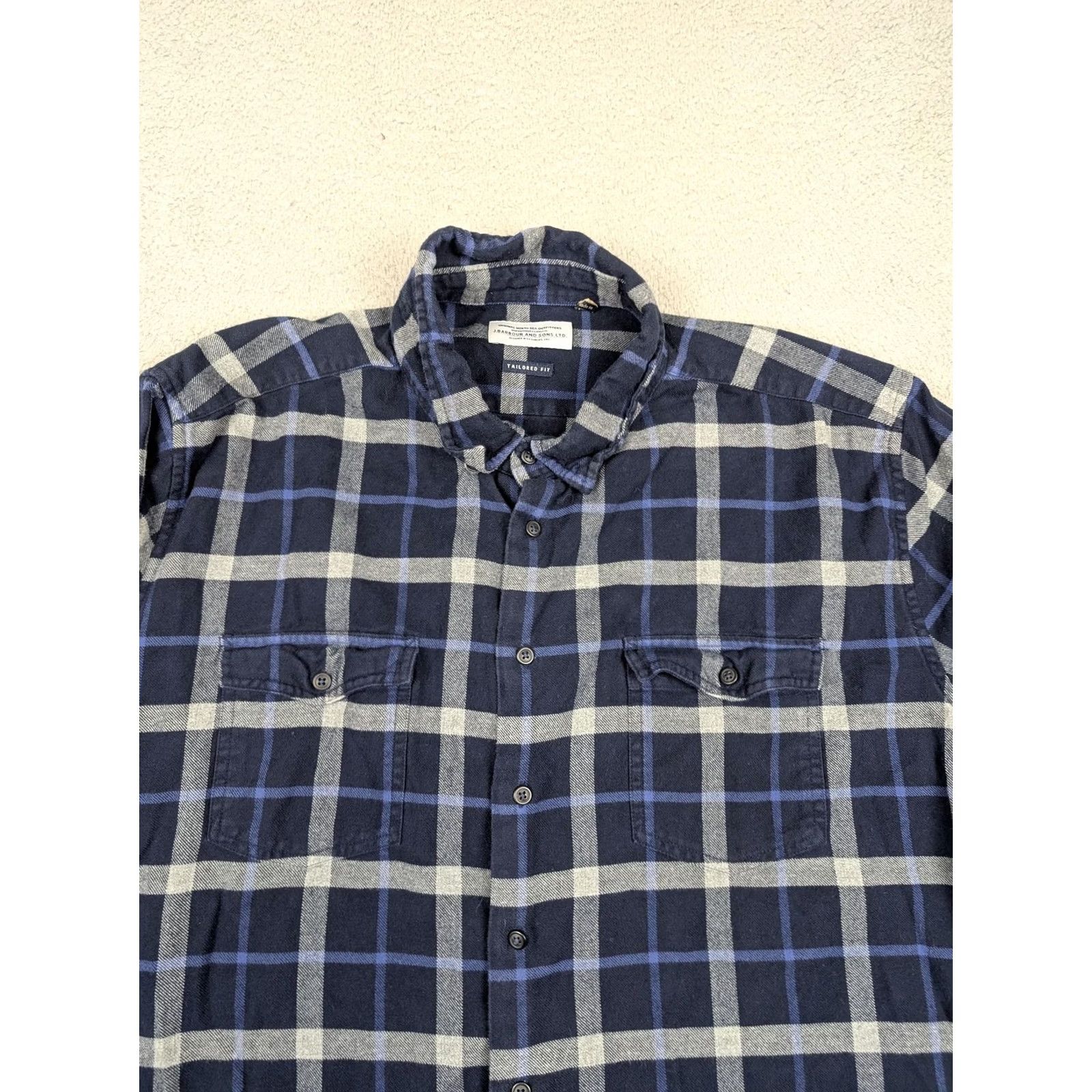 Barbour Barbour Shirt Mens XL Blue Plaid Tailored Fit Flannel Button-Down Long Sleeve Size US XL / EU 56 / 4 - 3 Thumbnail