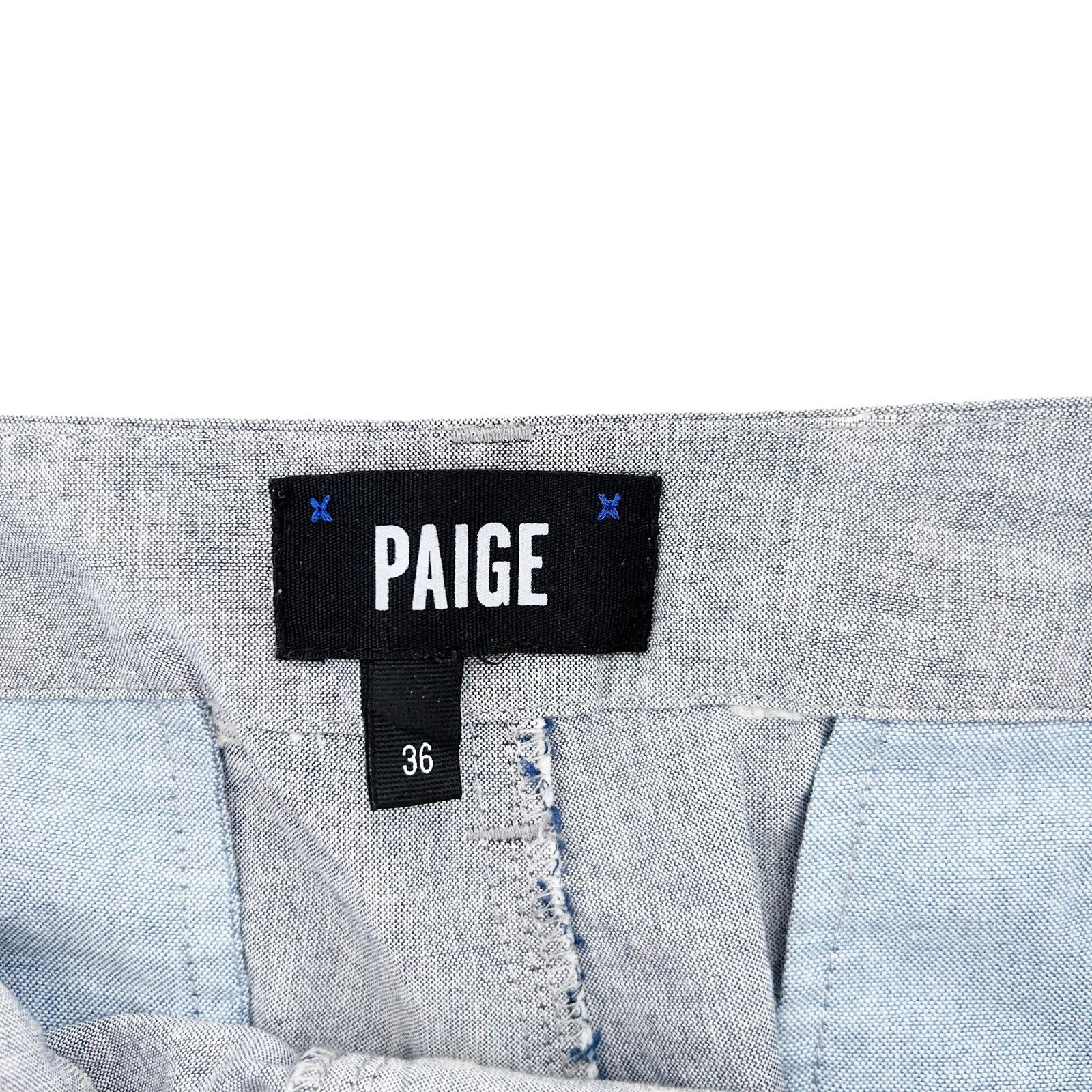 Paige Paige Blue Printed Chambray Flat Front Shorts Sz 36 Size US 36 / EU 52 - 2 Thumbnail