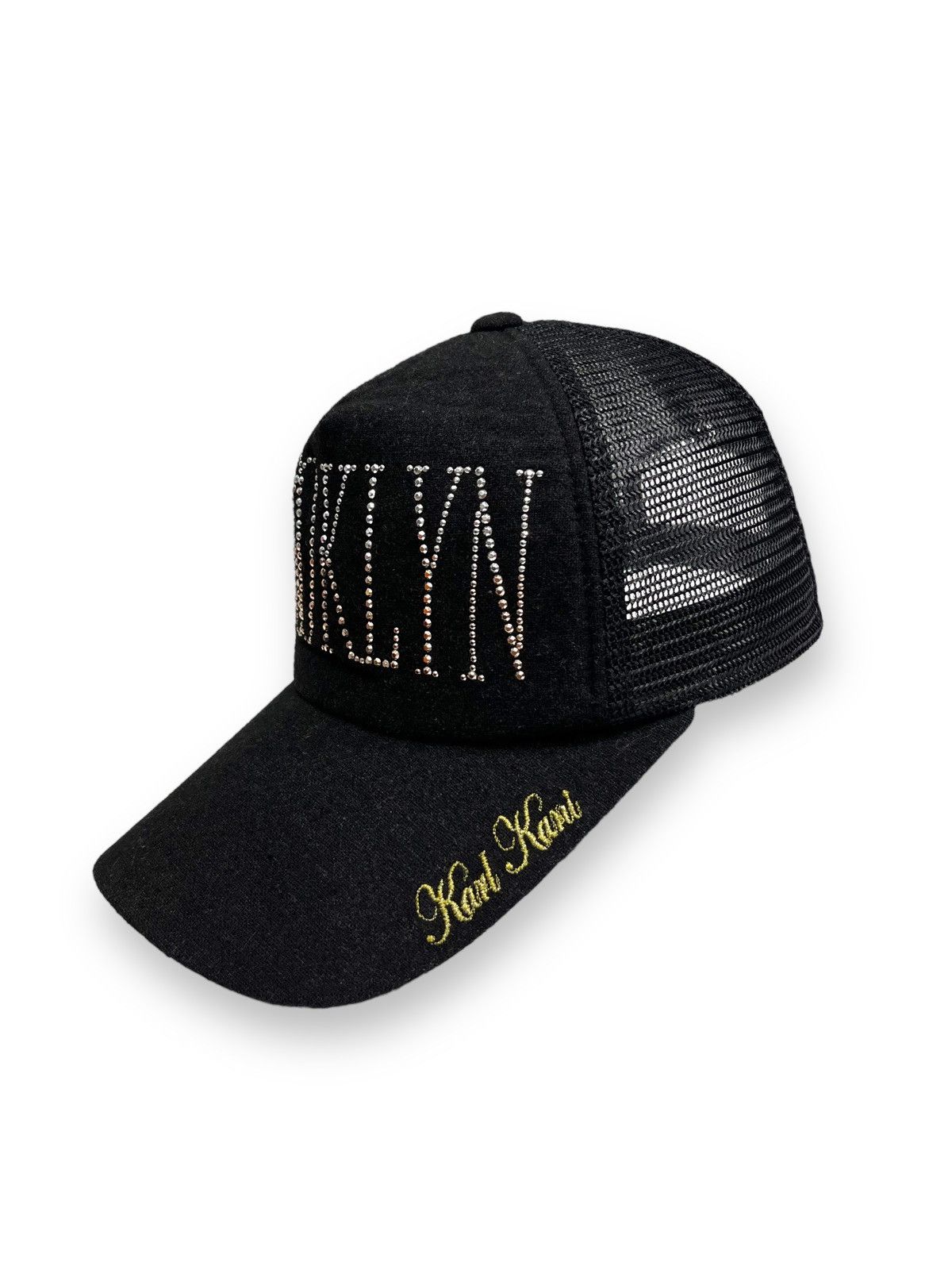 Karl Kani 90’s KARL KANI BROOKLYN Bling SpellOut Poly-Wool Trucker Hat Size ONE SIZE - 7 Thumbnail