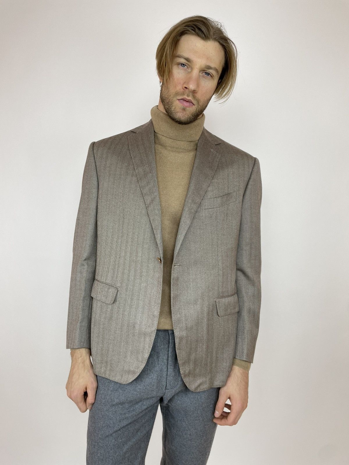 Designer × SCABAL SCABAL Cashmere Blazer one button Mens size 56R Size 46R - 4 Thumbnail