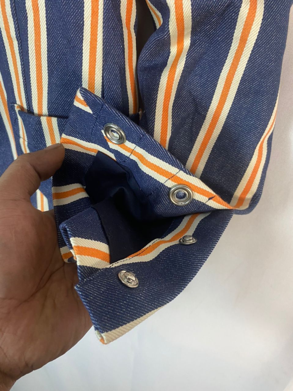 Designer × W&LT × Walter Van Beirendonck 🔥RARE🔥Vintage W&.L.T denim stripe snap button blazer jacket Size US S / EU 44-46 / 1 - 17 Thumbnail