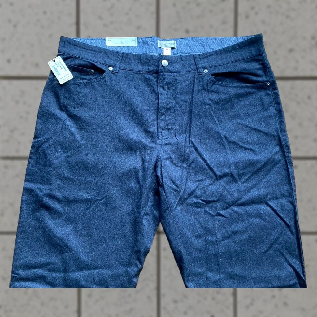 Peter Millar Peter Millar Pants Men's 38 Navy Blue Flannel 5-Pocket Flat Front Belted 34 Inseam NWT Size US 38 / EU 54 - 1 Thumbnail