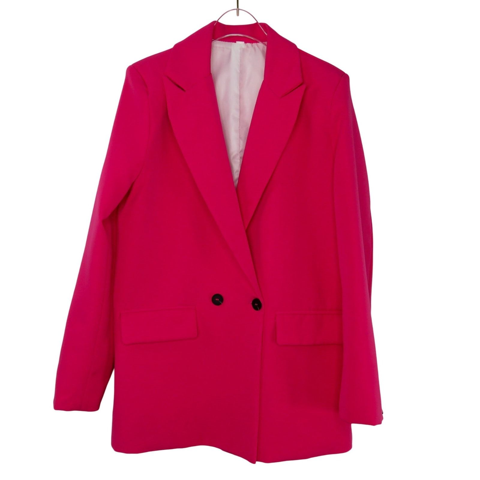 Shein Shein Hot Pink Blazer Jacket Medium Notch Collar Size M / US 6-8 / IT 42-44 - 2 Thumbnail