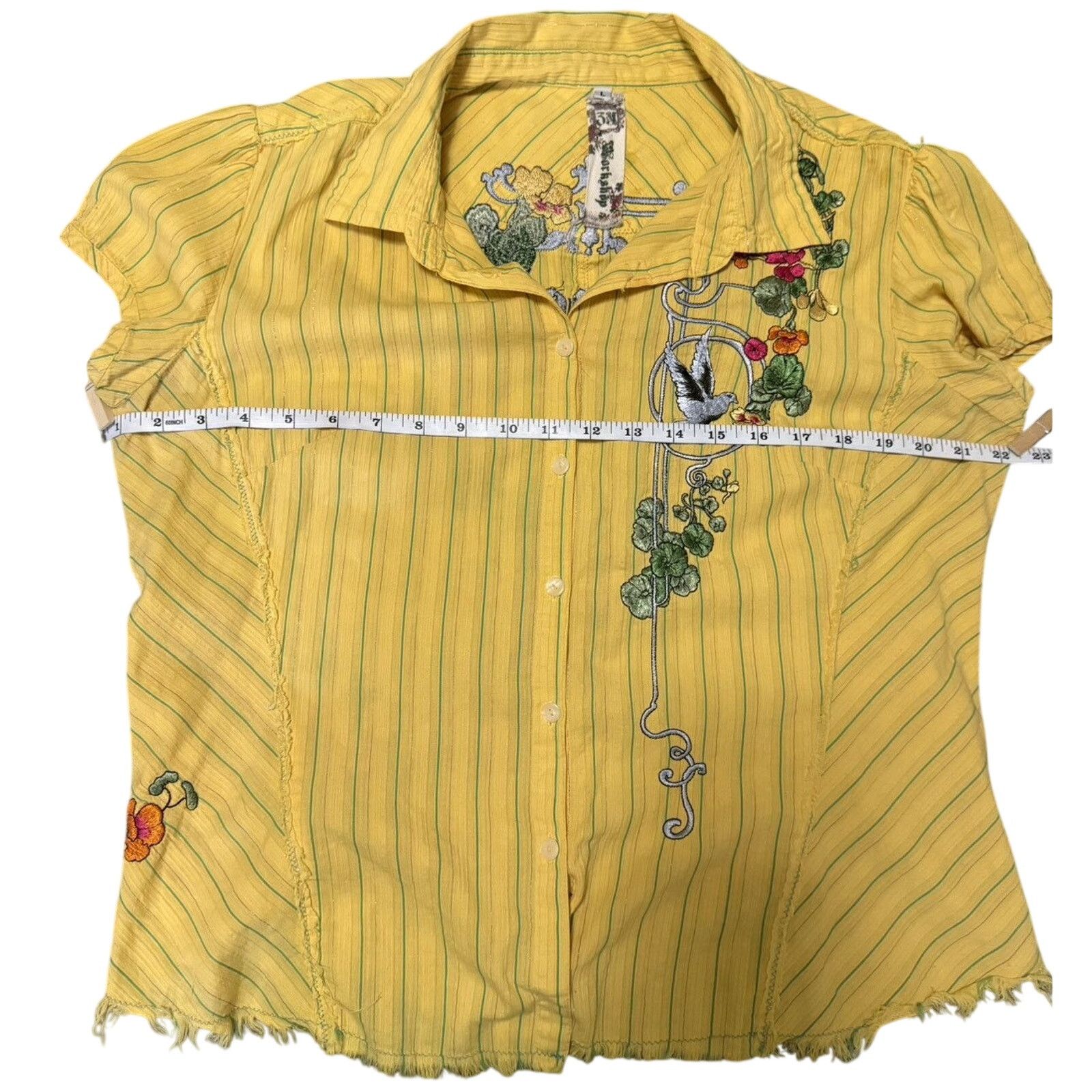 Other 3J Workshop Yellow button down “Amore” embroidered details Size L / US 10 / IT 46 - 13 Thumbnail
