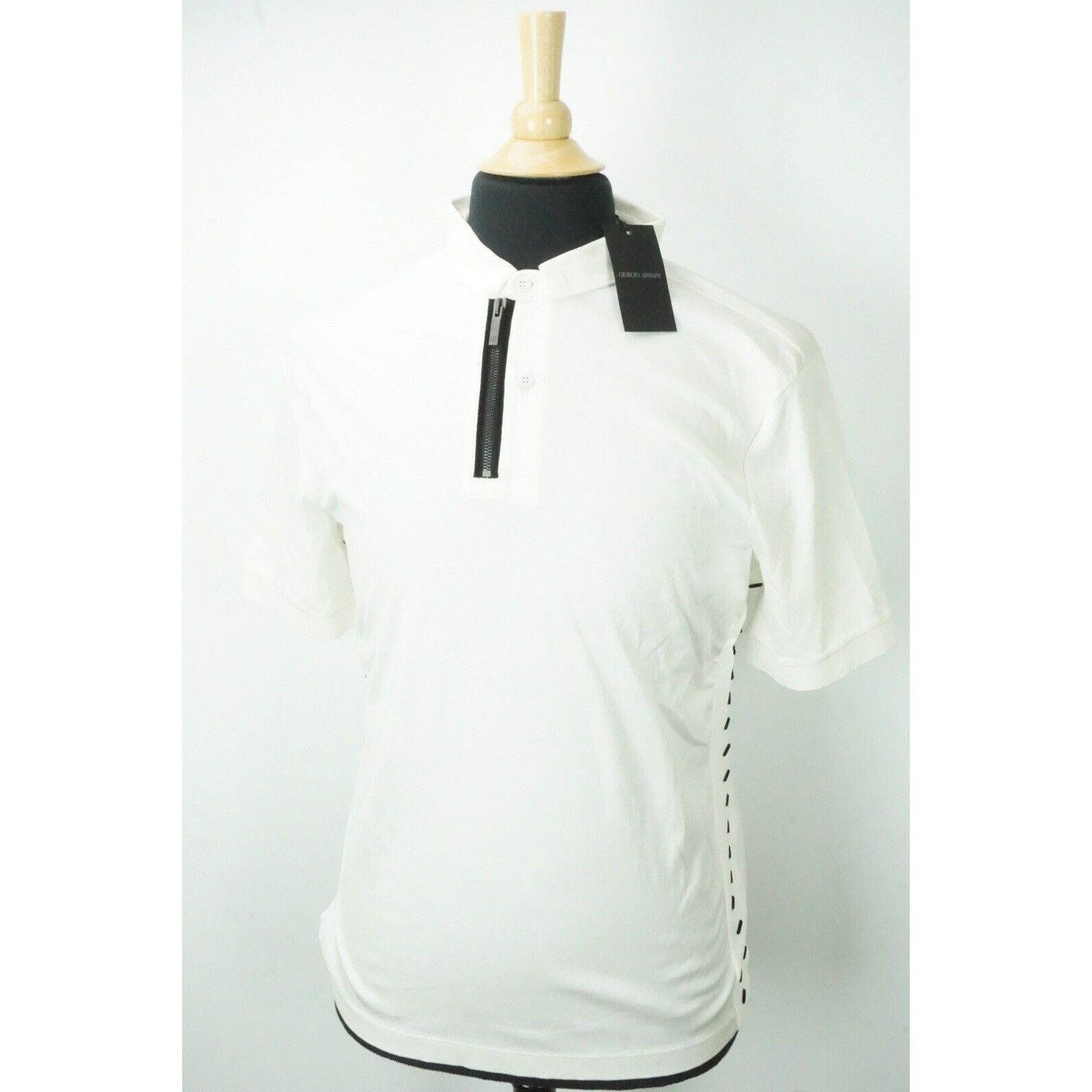 Giorgio Armani Giorgio Armani Black Label White 1/4 Zip Cotton Blend Polo S Size US M / EU 48-50 / 2 - 1 Thumbnail
