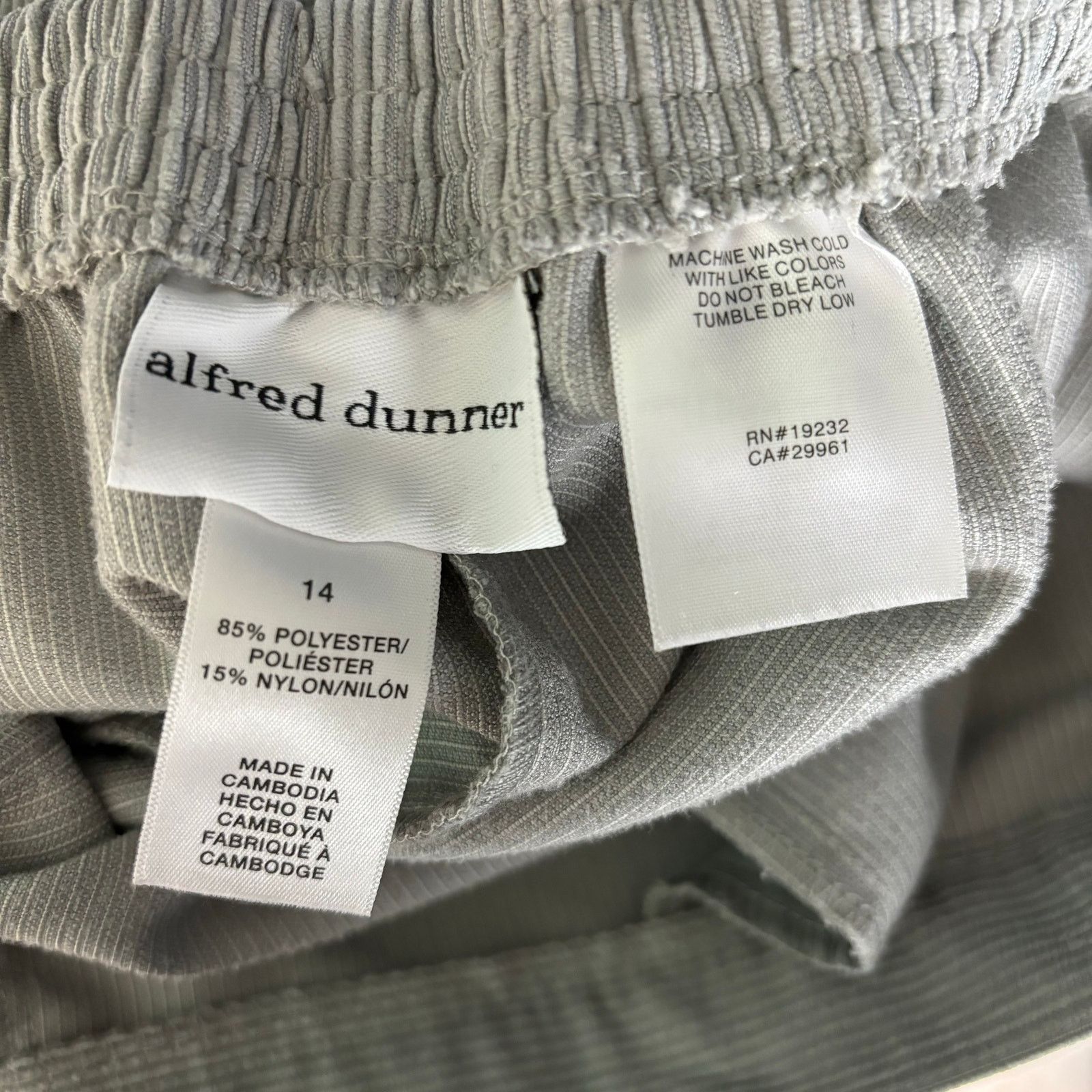 Other Alfred Dunner Corduroy Eskimo Kiss 14 Gray Pants Classic Fit Size 36" / US 14 / IT 50 - 3 Thumbnail