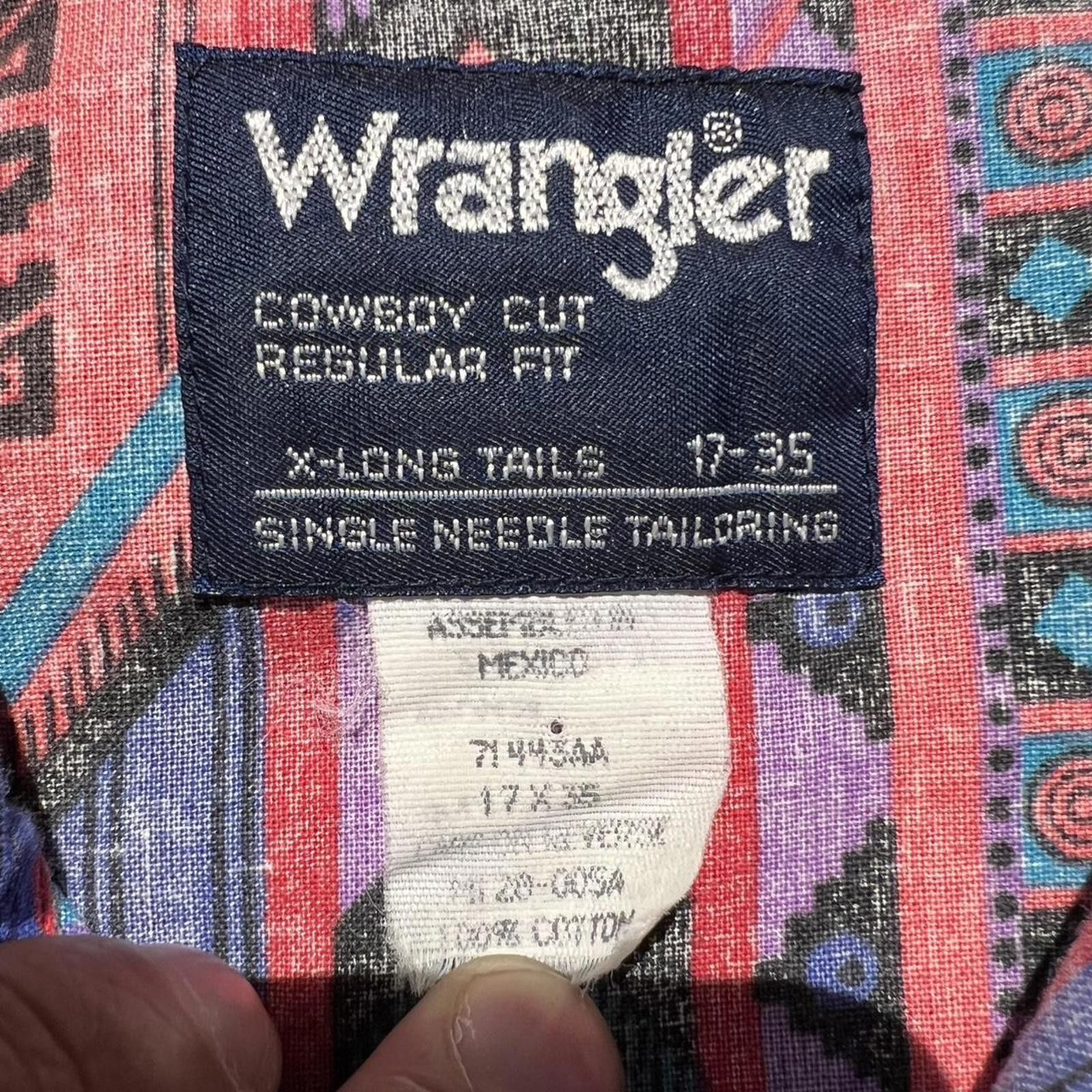 Wrangler Vintage 80s Wrangle Cowboy Western Button Up Bar Rat Hippy Size US XL / EU 56 / 4 - 4 Thumbnail