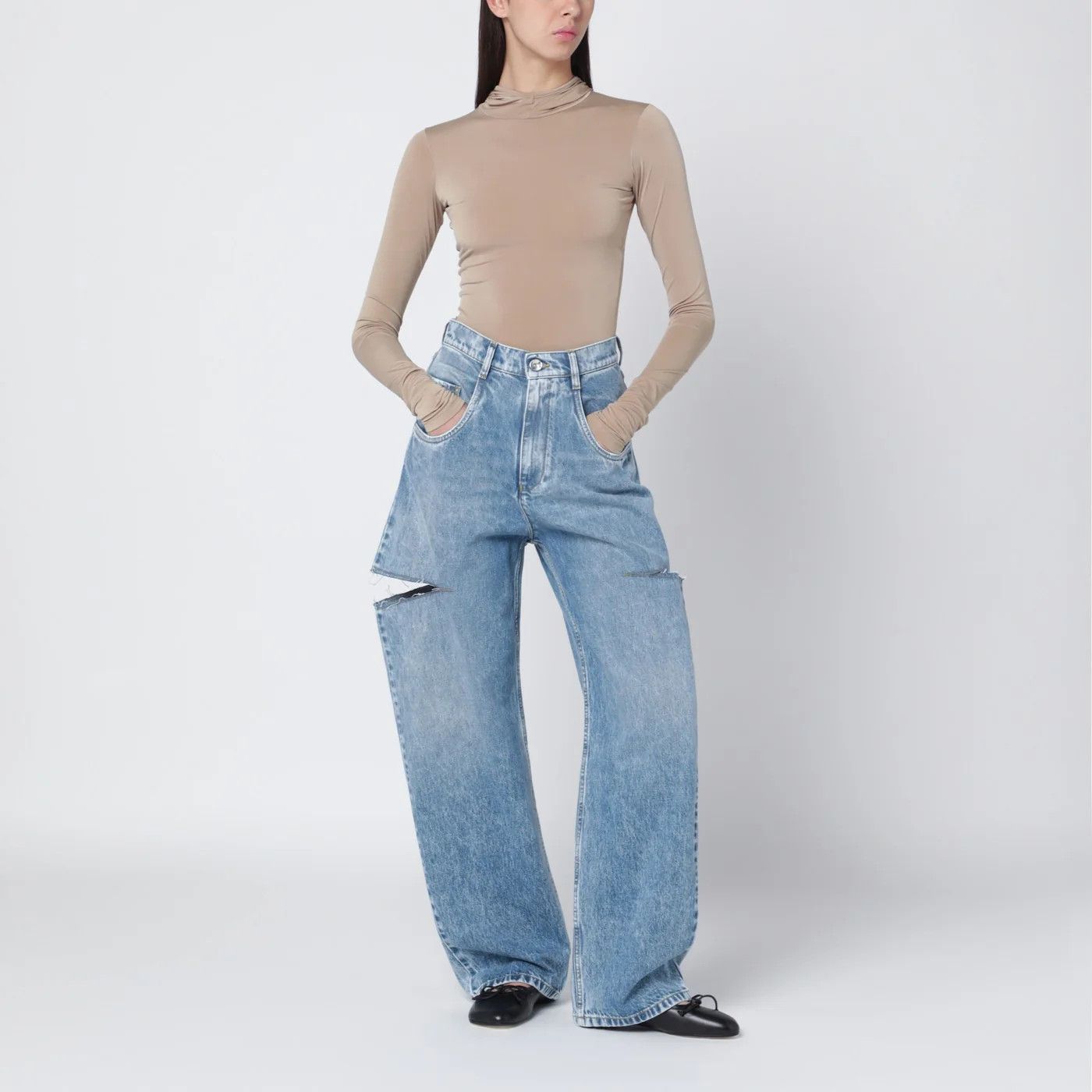 Maison Margiela o1d2blof0426 Jeans with Drawstrings in Light Blue Size 26" / US 2 / IT 38 - 2 Thumbnail