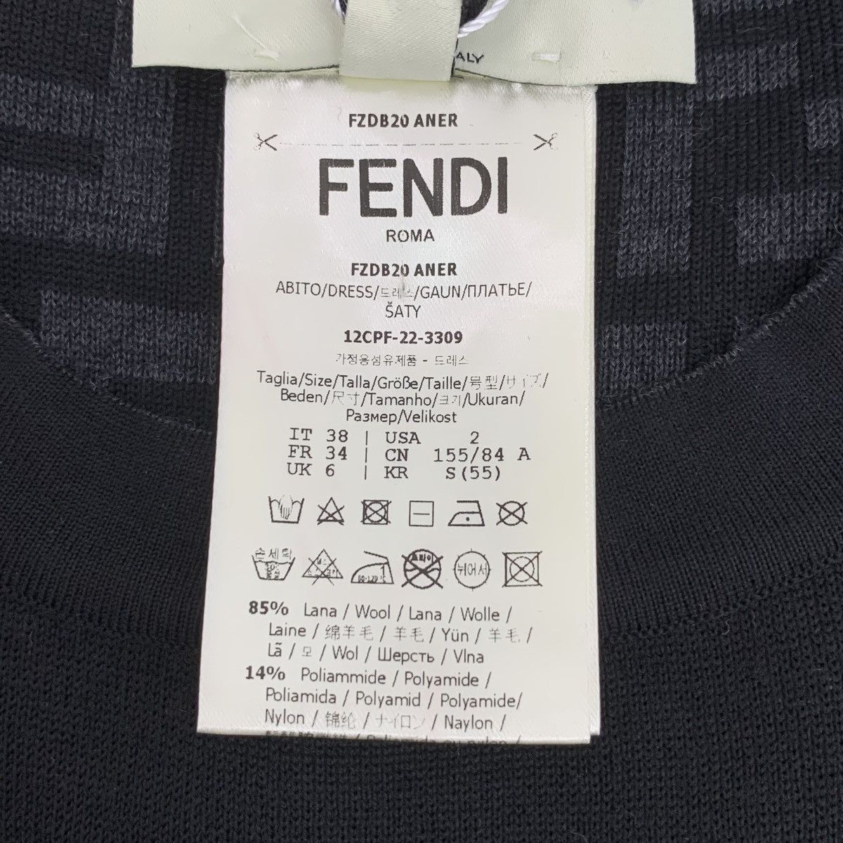 Fendi Fendi 22 Black Merino Wool Long Sleeve Knit Dress K26WX Size M / US 6-8 / IT 42-44 - 9 Thumbnail