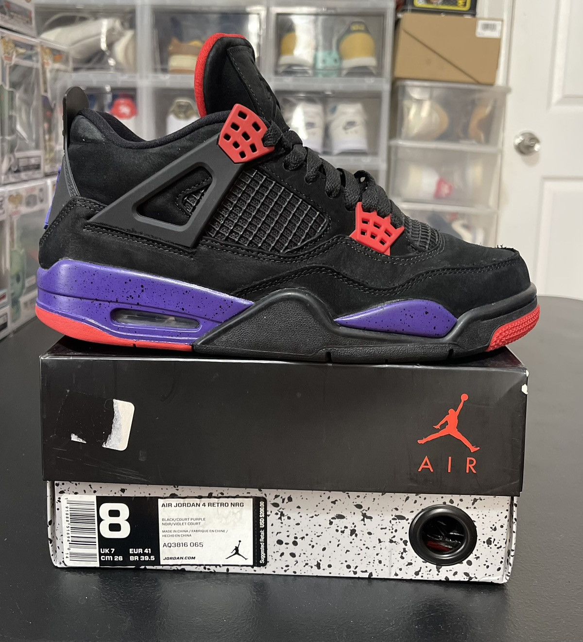 image of Air Jordan 4 Retro Nrg 'raptors' Aq3816 065 Men’S Size 8 Shoes in Black, Men's