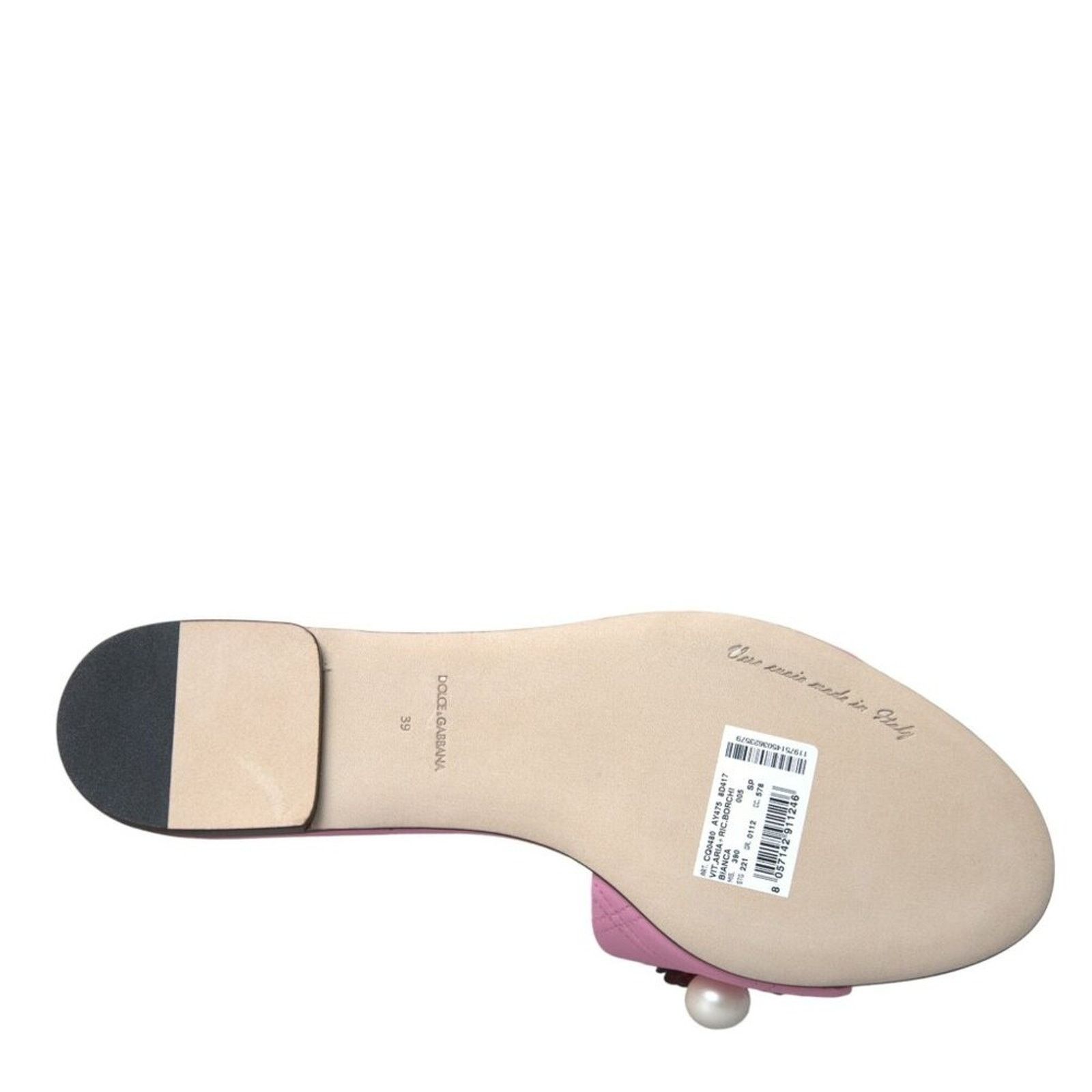 Dolce & Gabbana Dolce & Gabbana Pink Embellished Leather Flats Sandals Shoes Size US 9 / IT 39 - 4 Thumbnail