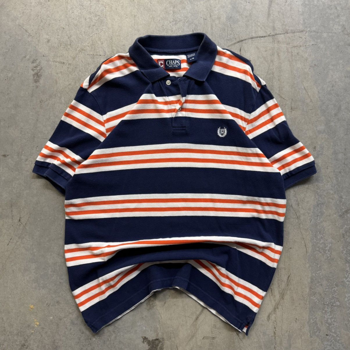 Chaps Vintage 90s Y2K Chaps Navy Striped Polo Shirt Large Size US L / EU 52-54 / 3 - 1 Thumbnail