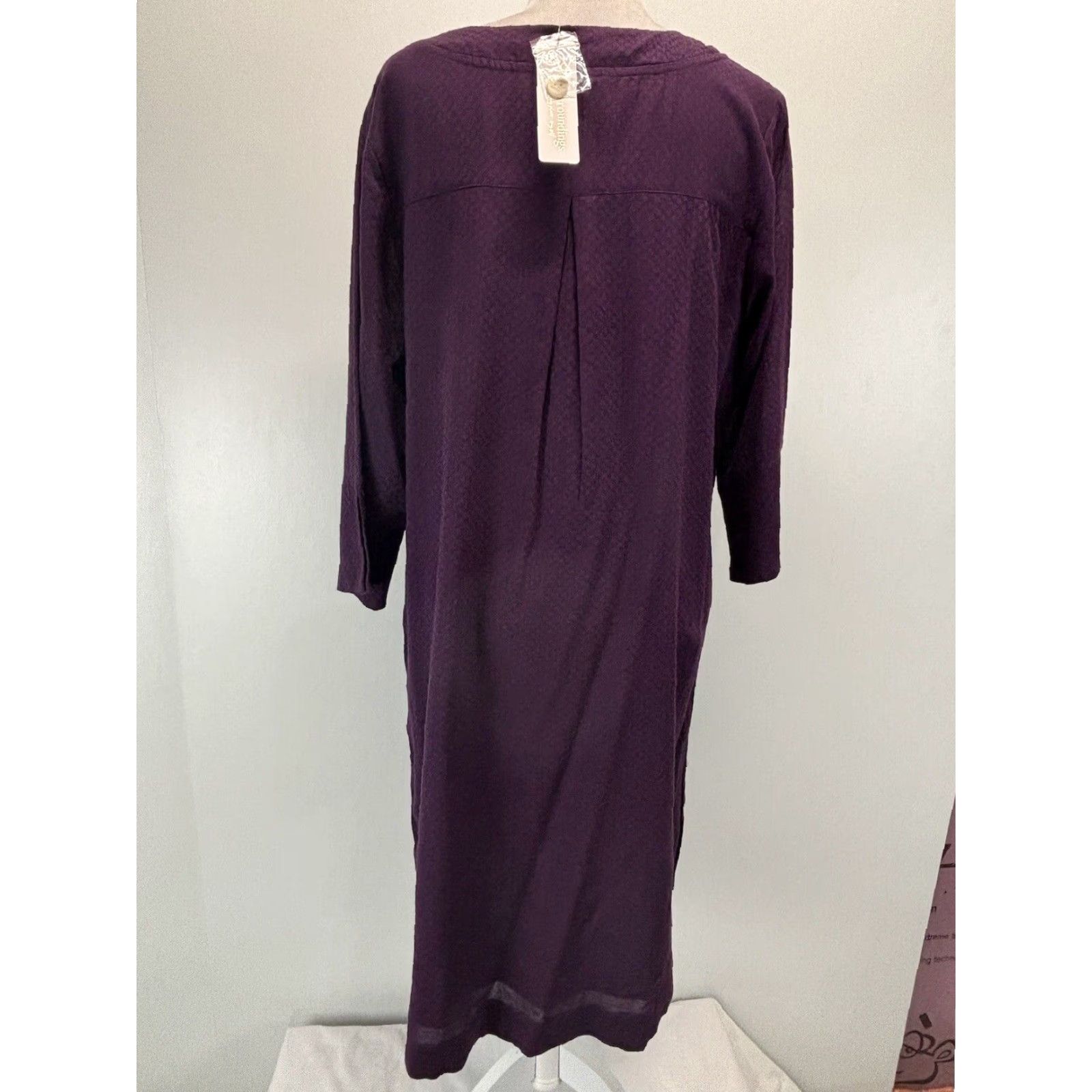 Soft Surroundings VINTAGE Soft Surroundings Positano Shift Dress XL 100% Cotton Purple V-Neck 3/4 Sleeve Casual Womens Size XL / US 12-14 / IT 48-50 - 3 Thumbnail