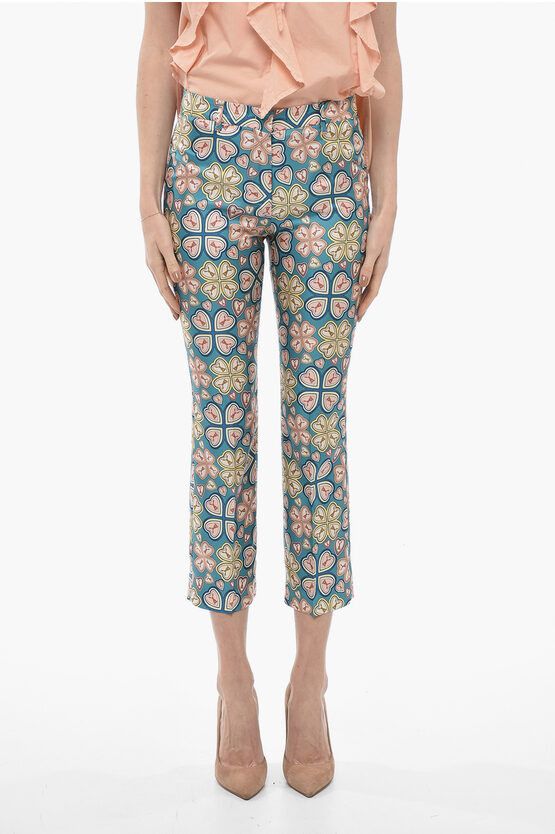 og1mm0624 Printed Silk Cropped Pants in Multicolor
