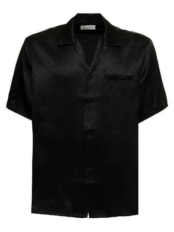 Saint Laurent Paris o1la1rc1a1225 531956 Shark-Collar Shirt in Matte Shiny Silk Size US L / EU 52-54 / 3 - 2 Thumbnail