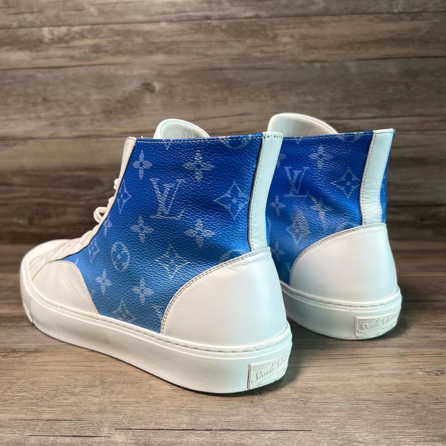 Louis Vuitton LV Tattoo Clouds White Blue High Top Canvas Sneaker UK7 Size US 8 / EU 41 - 4 Thumbnail