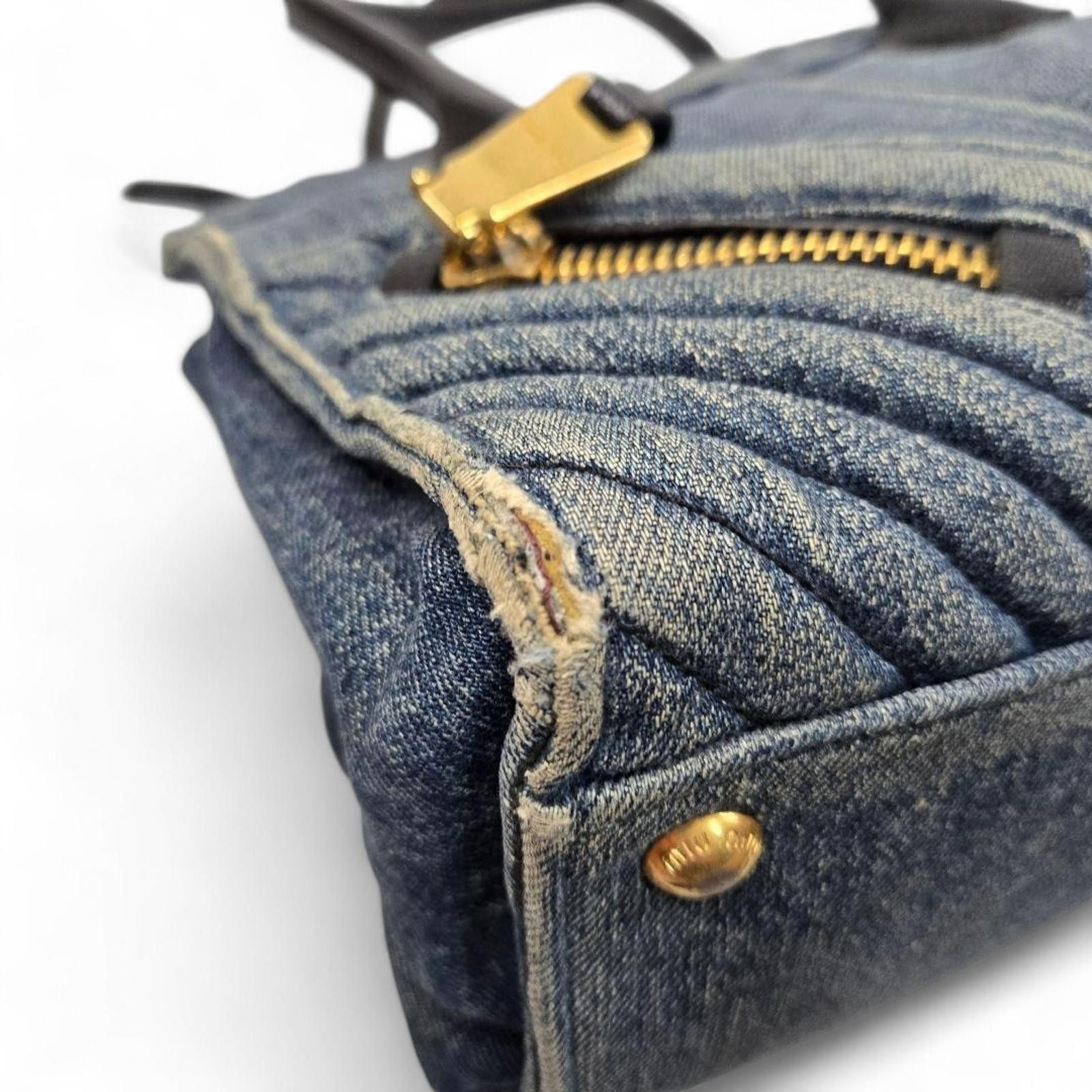 Miu Miu Miu Miu - Denim Quilted Handbag Black Leather Size ONE SIZE - 4 Thumbnail