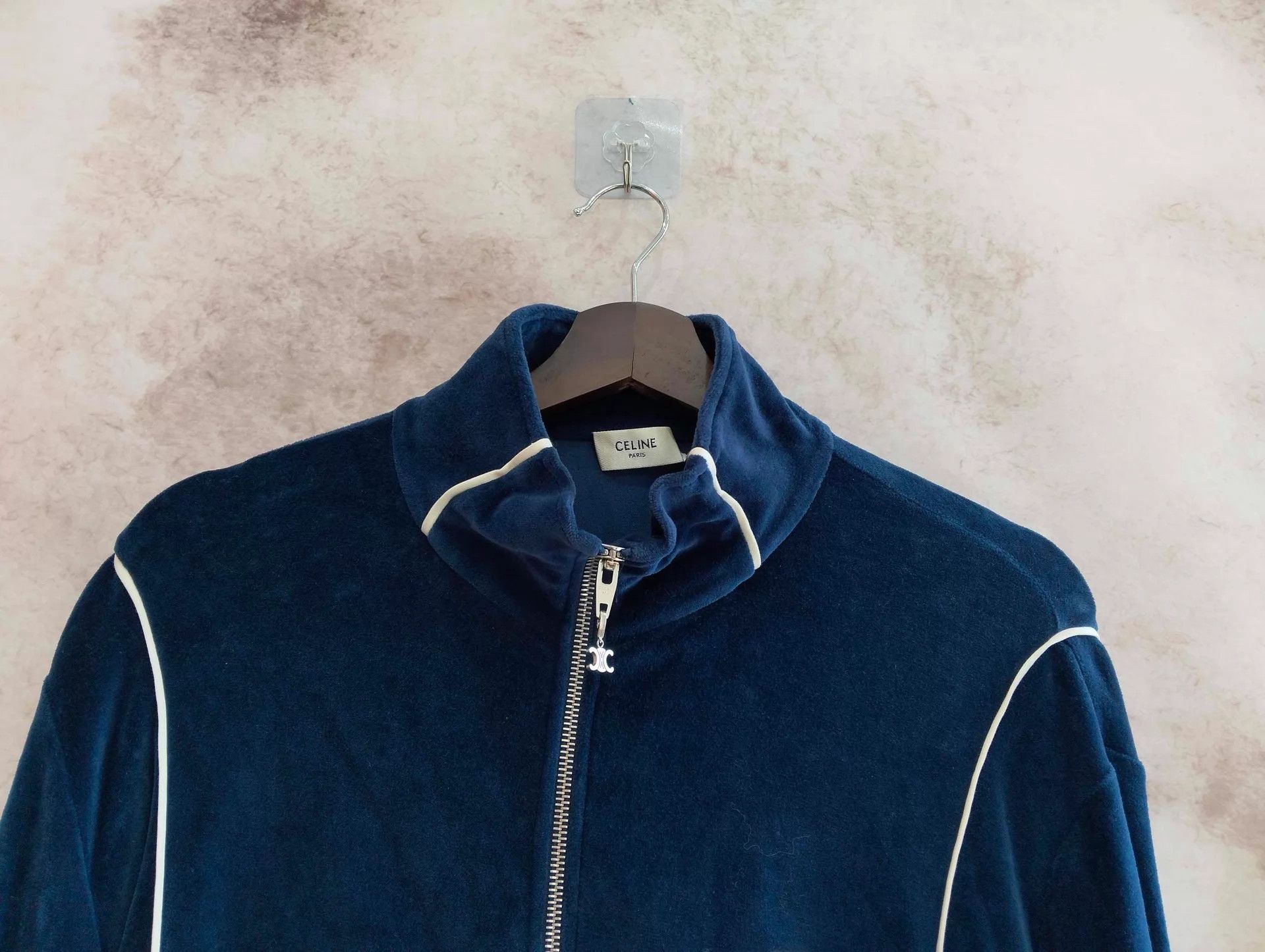 Celine CELINE Logo Velvet Zip Solid Track Jacket L Size L / US 10 / IT 46 - 3 Thumbnail