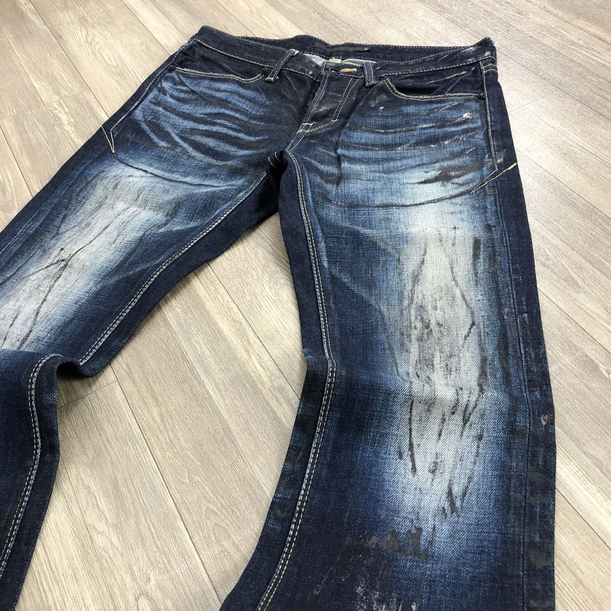GOSTAR DE FUGA × If Six Was Nine × Tornado Mart 🇯🇵 2000s Fuga Devil Vomits Claw Mark Distressed Flared Jeans Size US 30 / EU 46 - 6 Thumbnail
