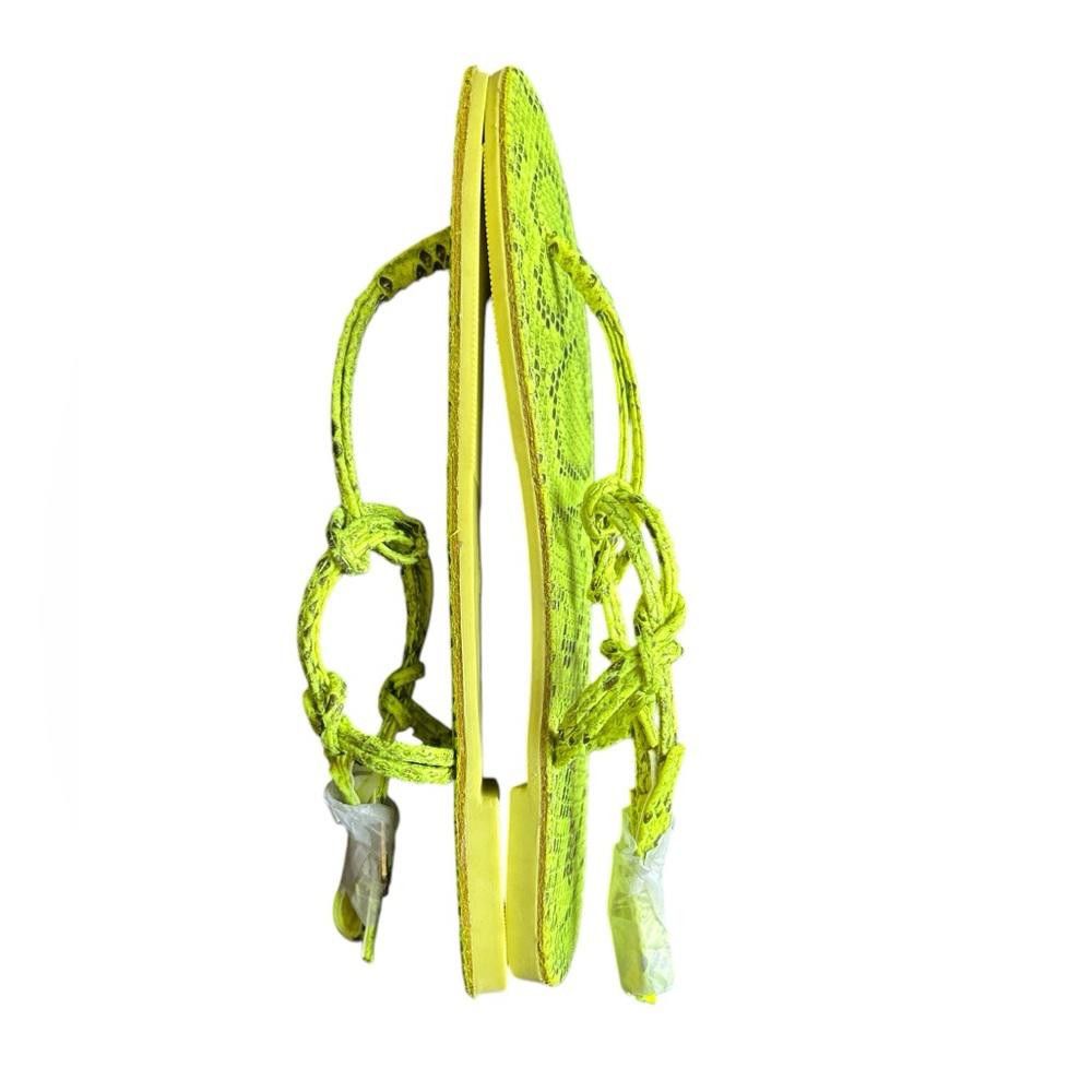 Designer Brand new Neon apple Green Snakeskin-Print Thong Sandals Size US 5.5 / IT 35.5 - 3 Thumbnail