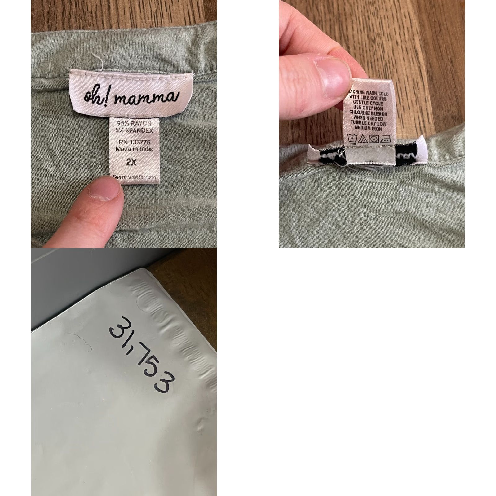 Vintage VINTAGE Oh! Mamma Shirt Womens 2X Green 1/4 Buttons Short Sleeve Shirt 2X Womens Mens Girls Size XXL / US 16-18 / IT 52-54 - 8 Thumbnail