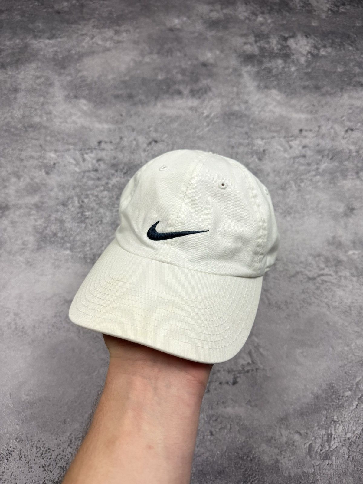 Nike Vintage 90s Nike Center Swoosh Logo White Cap Hat Y2K Drill Size ONE SIZE - 1 Thumbnail
