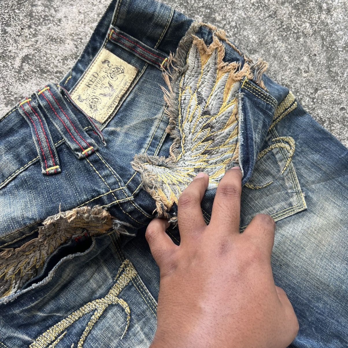 Japanese Brand “RED PEPPER” DISTRESS/FADED BLUE JEANS Size US 30 / EU 46 - 18 Thumbnail