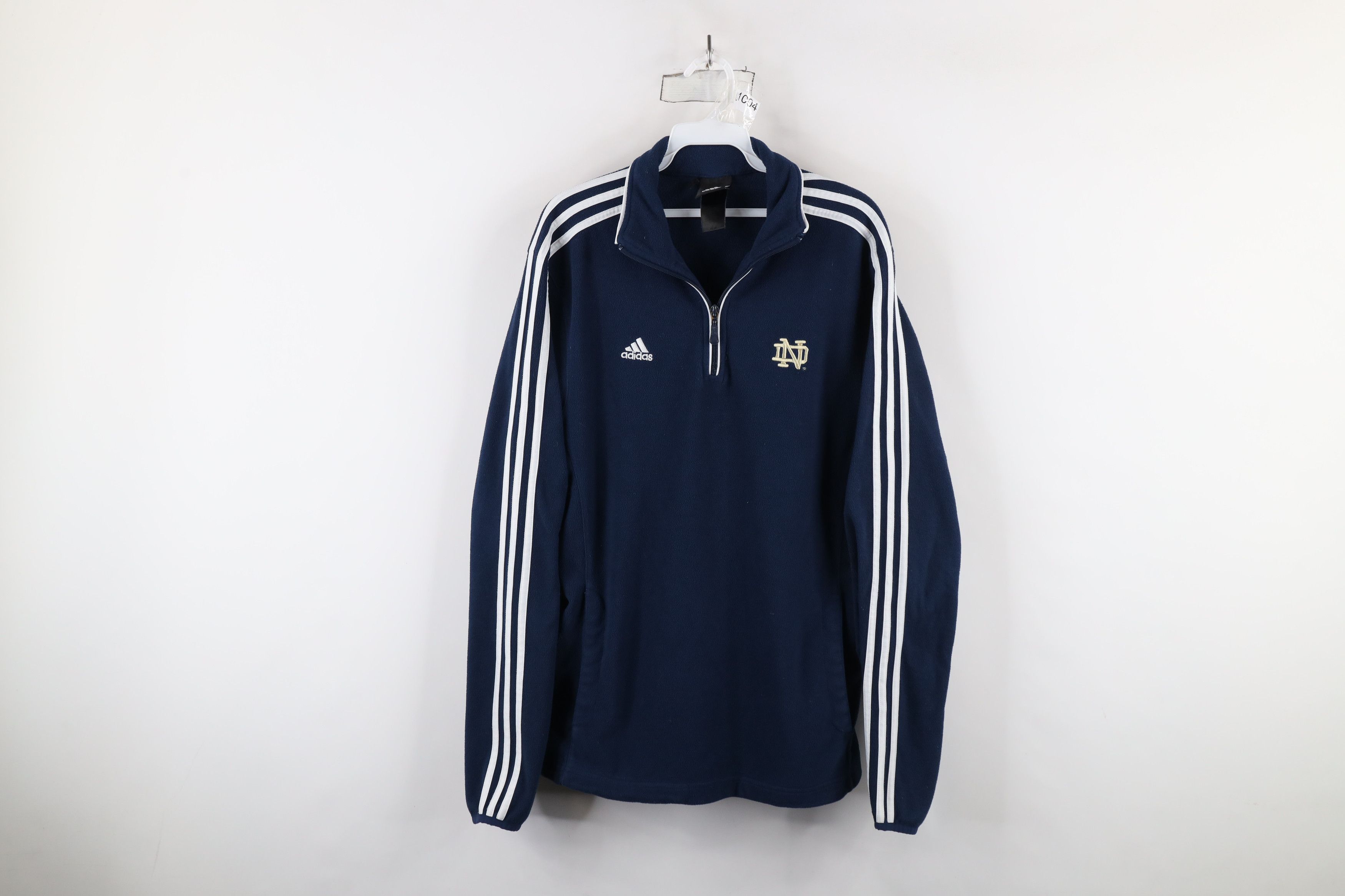 Adidas Vintage Adidas Notre Dame University Half Zip Fleece Sweater Size US L / EU 52-54 / 3 - 1 Thumbnail