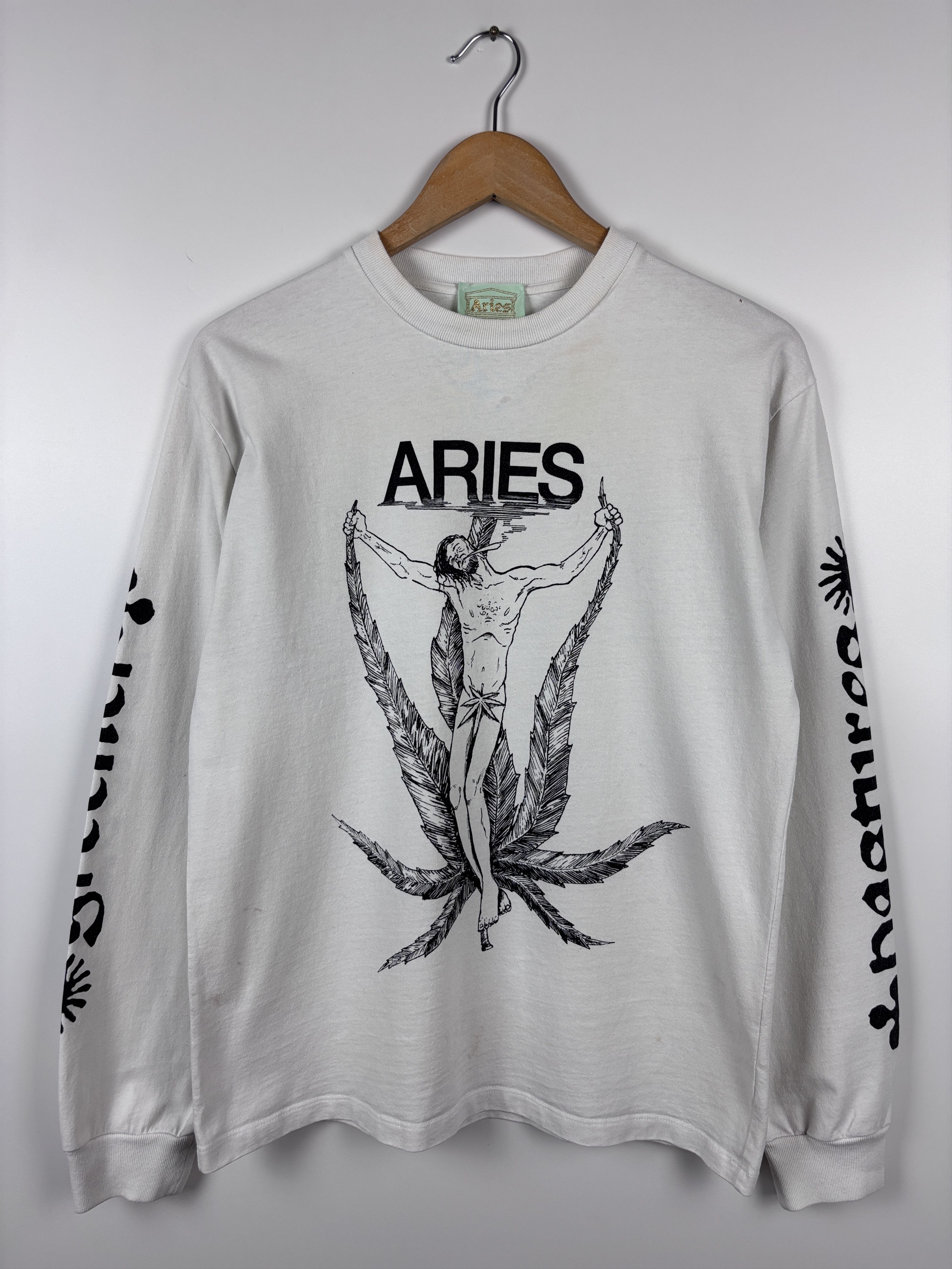Aries Mens Aries Weed Jesus Long Sleeve T-Shirt White Size S Size US S / EU 44-46 / 1 - 1 Thumbnail