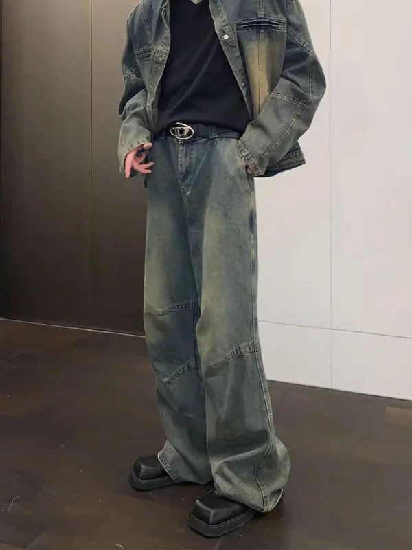 Japanese Brand VIBE Pleated vintage washed distressed baggy jeans Size US 34 / EU 50 - 4 Thumbnail