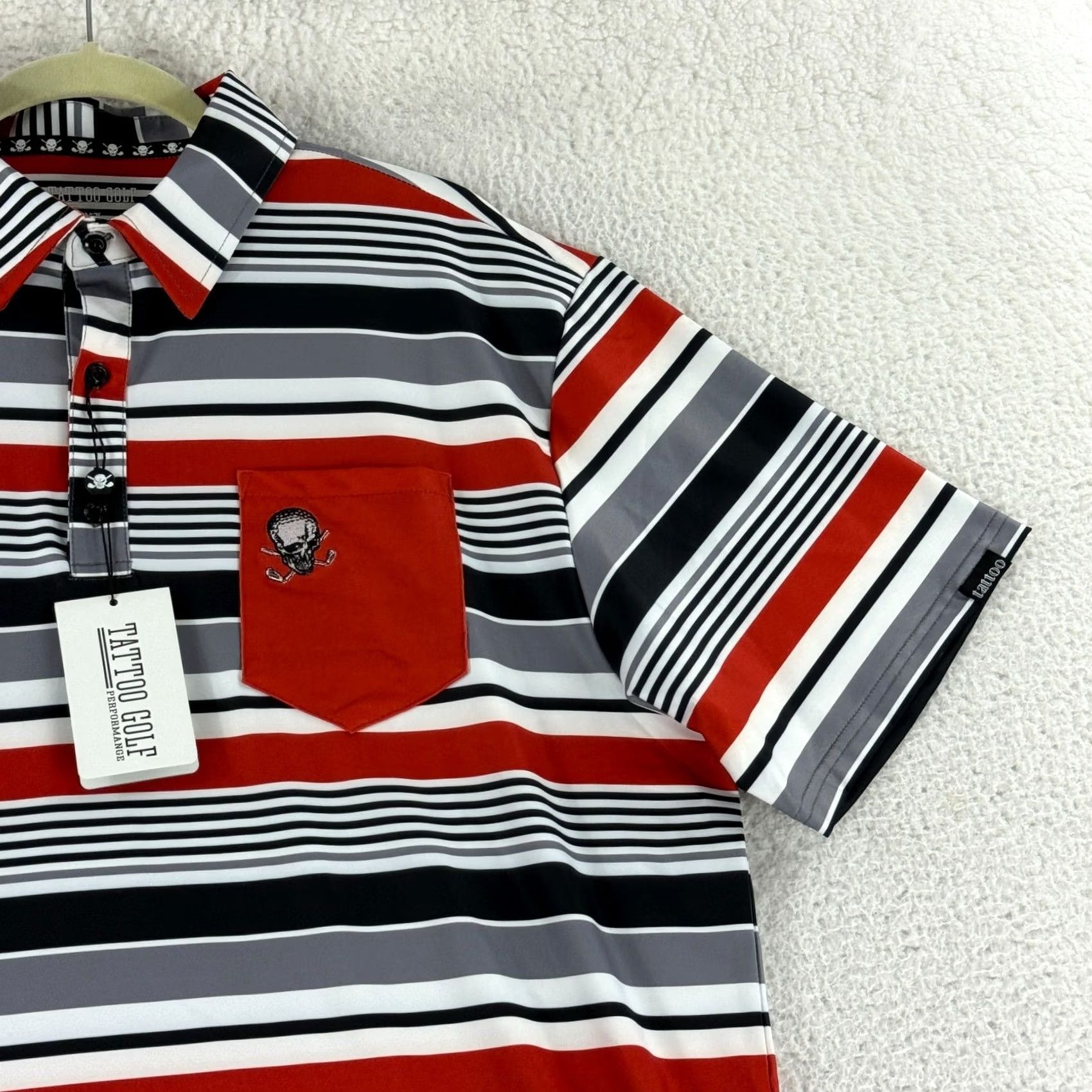 Vintage Tattoo Golf Mens XL Polo Shirt Red Black Stripe ProCool Performance Golf Shirt Size US XL / EU 56 / 4 - 3 Thumbnail