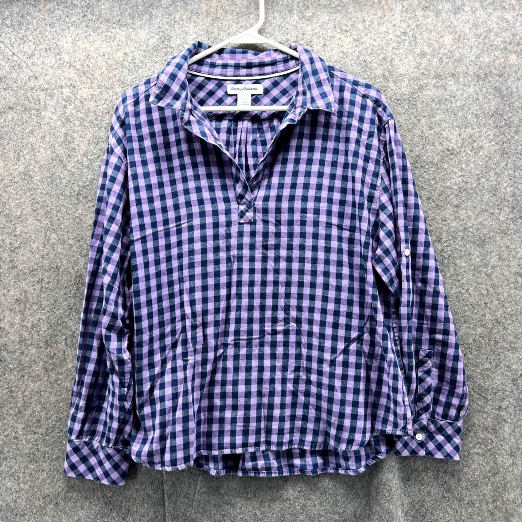 Tommy Bahama VINTAGE? No — Tommy Bahama Shirt Women Large Purple Casual Button Down Preppy Checkered Size L / US 10 / IT 46 - 2 Thumbnail