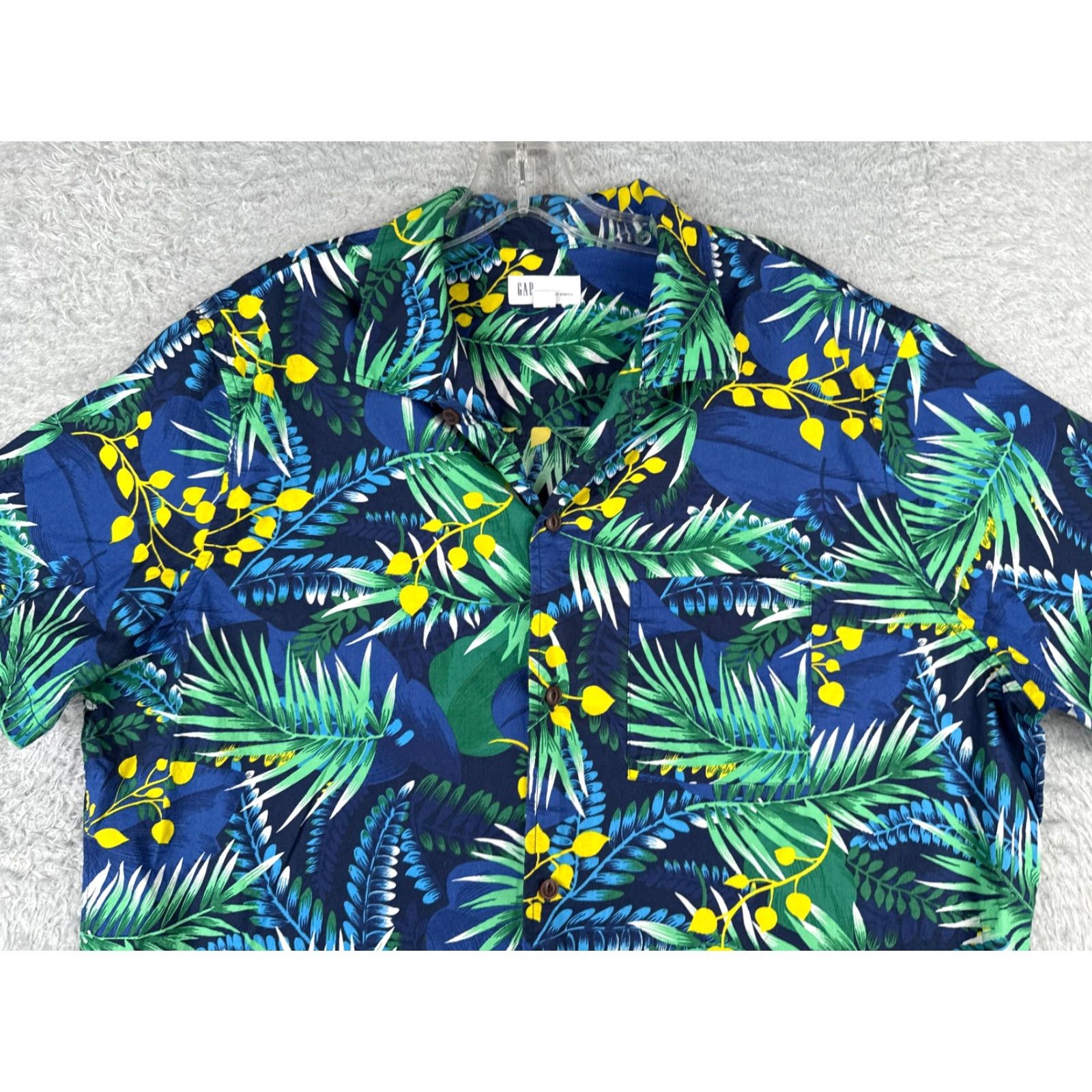 Gap Gap Button-Up Shirt Men Large Cotton Floral Hawaiian Aloha Short Sleeve Blue Size US L / EU 52-54 / 3 - 4 Thumbnail