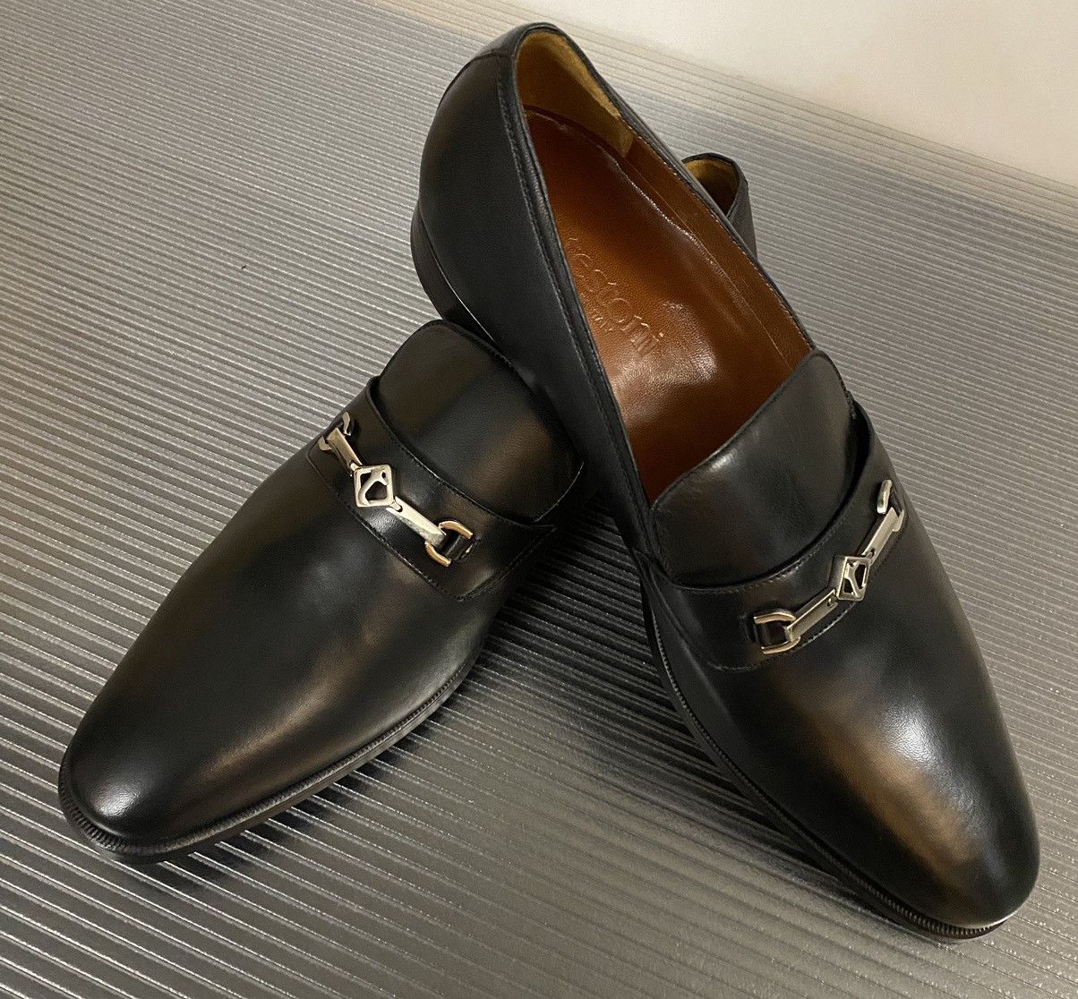 Testoni a.testoni 🇮🇹 black Napa leather metal vamp loafer 10 US NEW Size US 10 / EU 43 - 6 Thumbnail