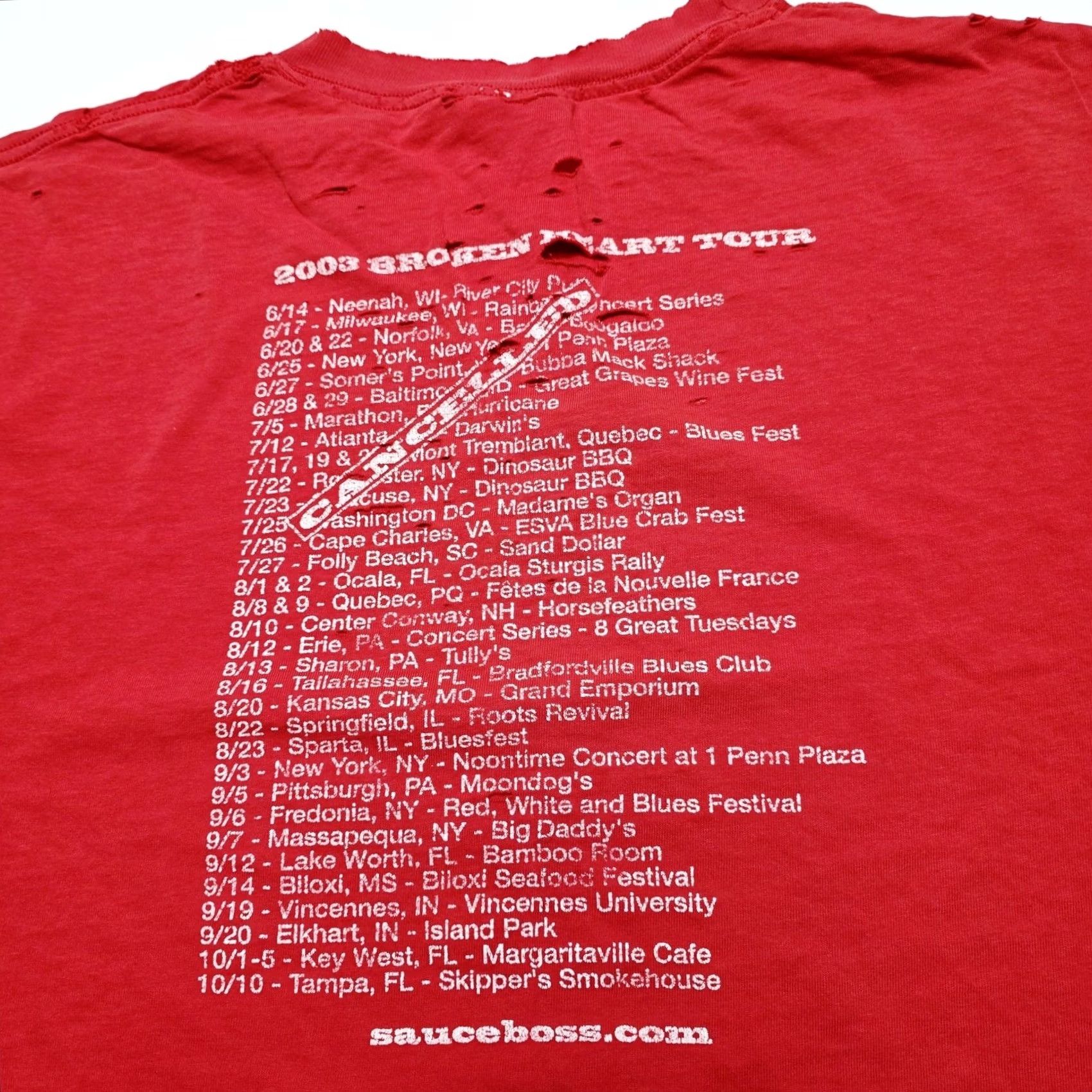 Delta VINTAGE Bill Wharton Sauce Boss Red T-Shirt 2XL Short Sleeve Graphic Print Men 2003 Broken Heart Tour Size US XXL / EU 58 / 5 - 3 Thumbnail