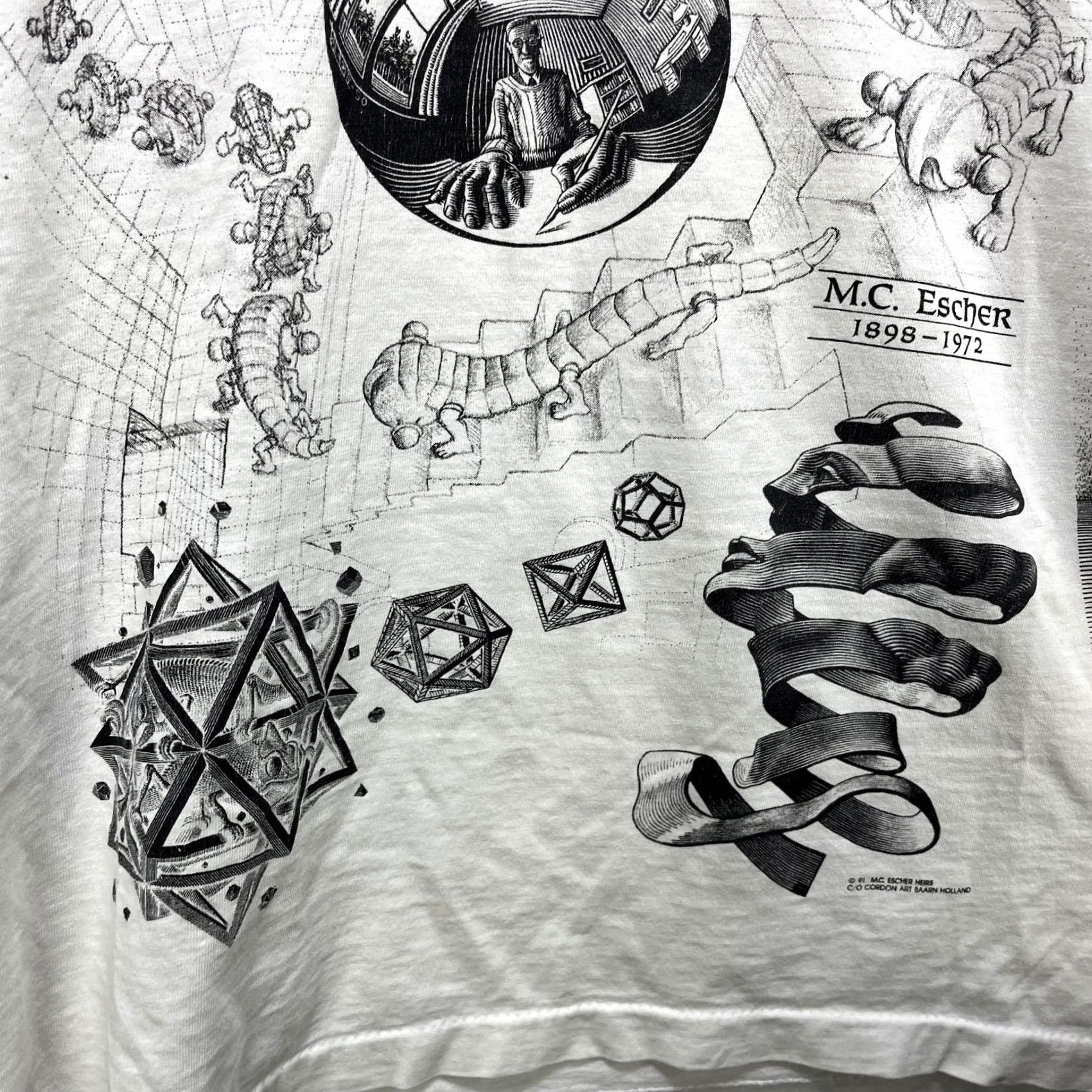 Doublet VINTAGE 90s MC Escher Double Sided Art T Shirt Large Mens Short Sleeve Crew Neck White Cotton Polyester Graphic Print Pockets Logo 90s Art Size US L / EU 52-54 / 3 - 5 Thumbnail