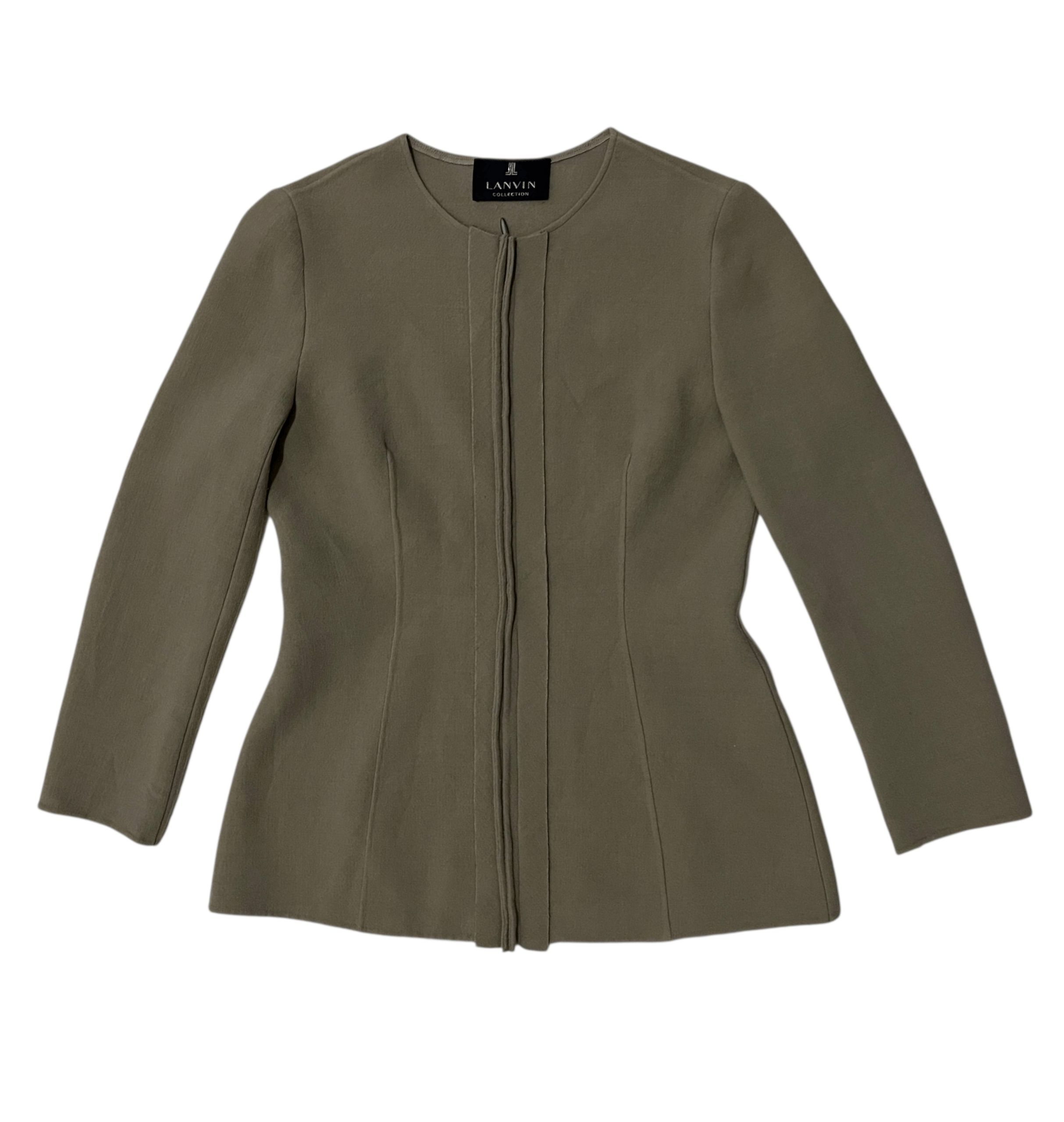 Lanvin Lanvin Collection 15 Taupe Collarless Structured Knit Jacket Size M / US 6-8 / IT 42-44 - 1 Thumbnail