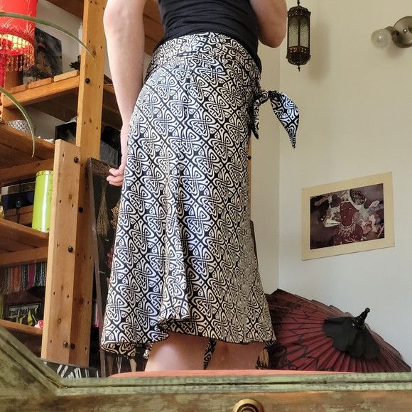 Vintage Sandro Ferrone Roma Midi Skirt Silver & Black - Size L Size 30" / US 8 / IT 44 - 8 Thumbnail