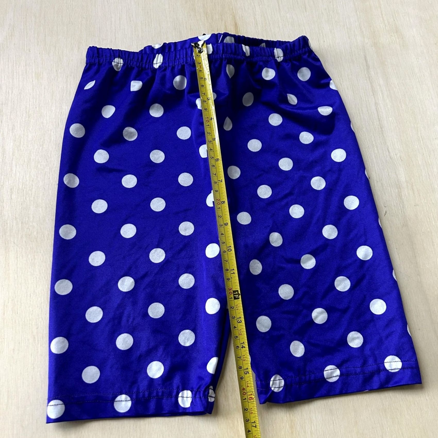 Vintage Lycra Womens Medium Blue Polka Dot Biker Shorts Stretch Pull On Activewear USA Size 32" / US 10 / IT 46 - 6 Thumbnail