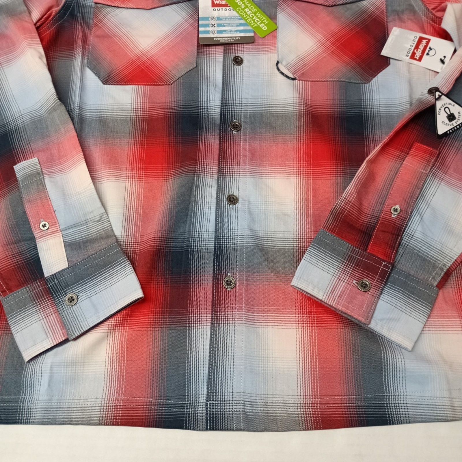 Wrangler Wrangler Shirt Men's S Red Plaid Convertible Sleeves Shirt Size US S / EU 44-46 / 1 - 2 Thumbnail