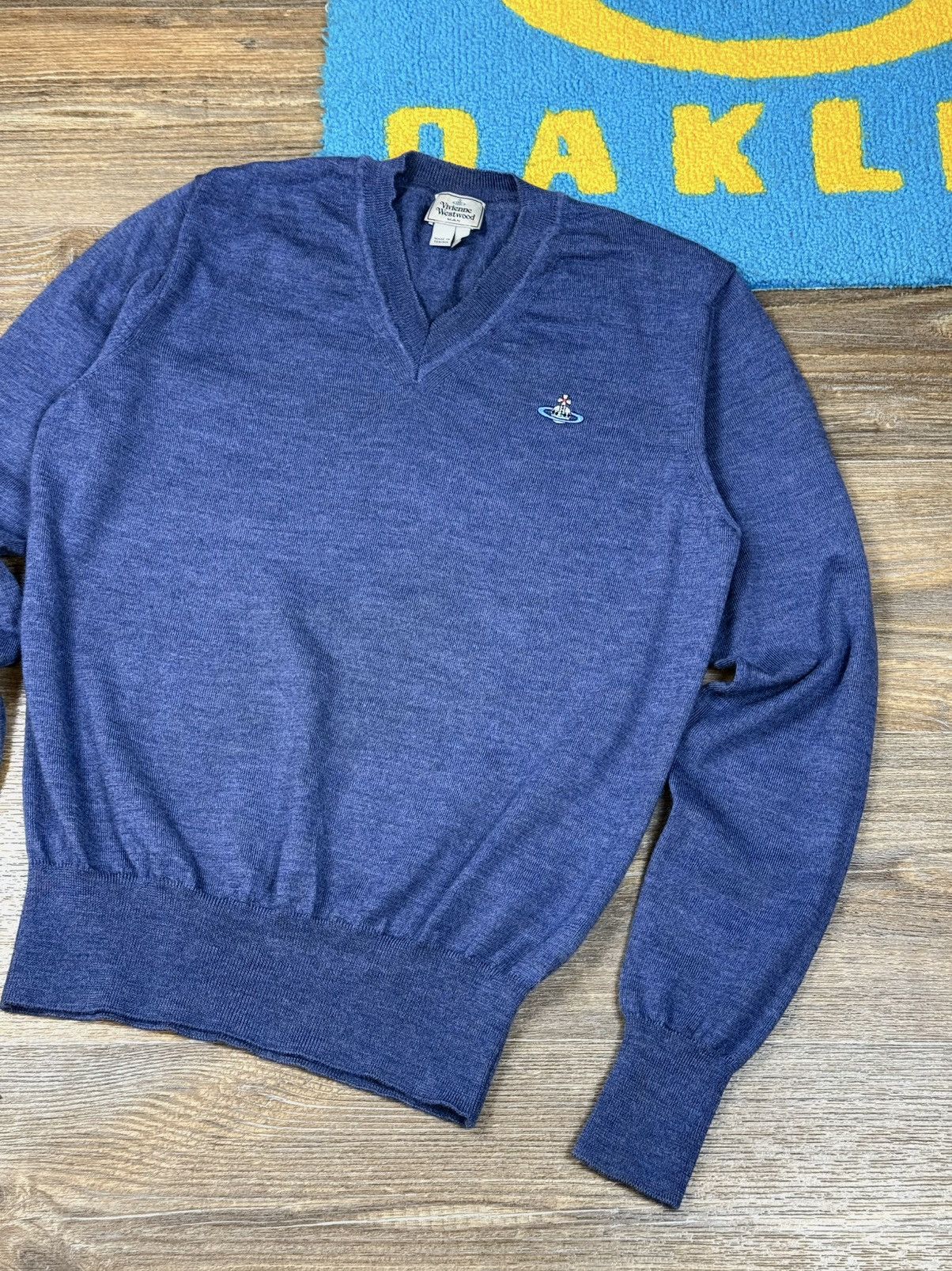 Vivienne Westwood Vivienne Westwood Blue Wool V Neck Sweater Size US S / EU 44-46 / 1 - 2 Thumbnail