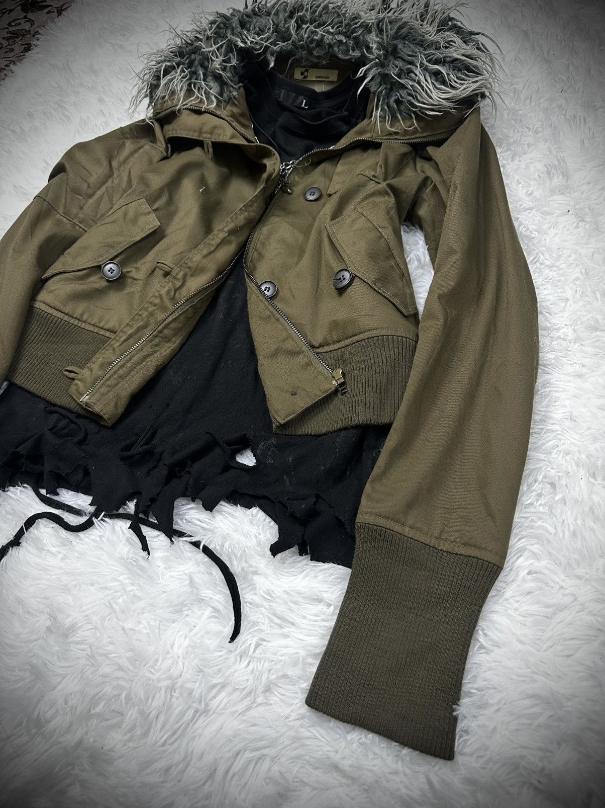 Japanese Brand 💥rare💥 osmosis faux fur punk lgb x goa style hoodie jacket Size US M / EU 48-50 / 2 - 2 Thumbnail