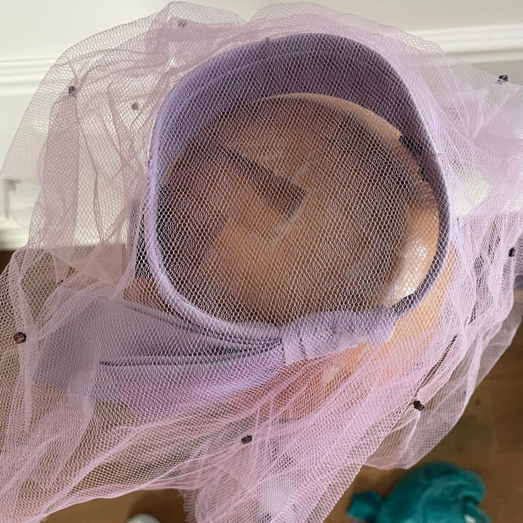 Vintage Vintage 60s Lavender Pastel I Dream of Jeannie Mesh Hat Topper Small Size ONE SIZE - 6 Thumbnail