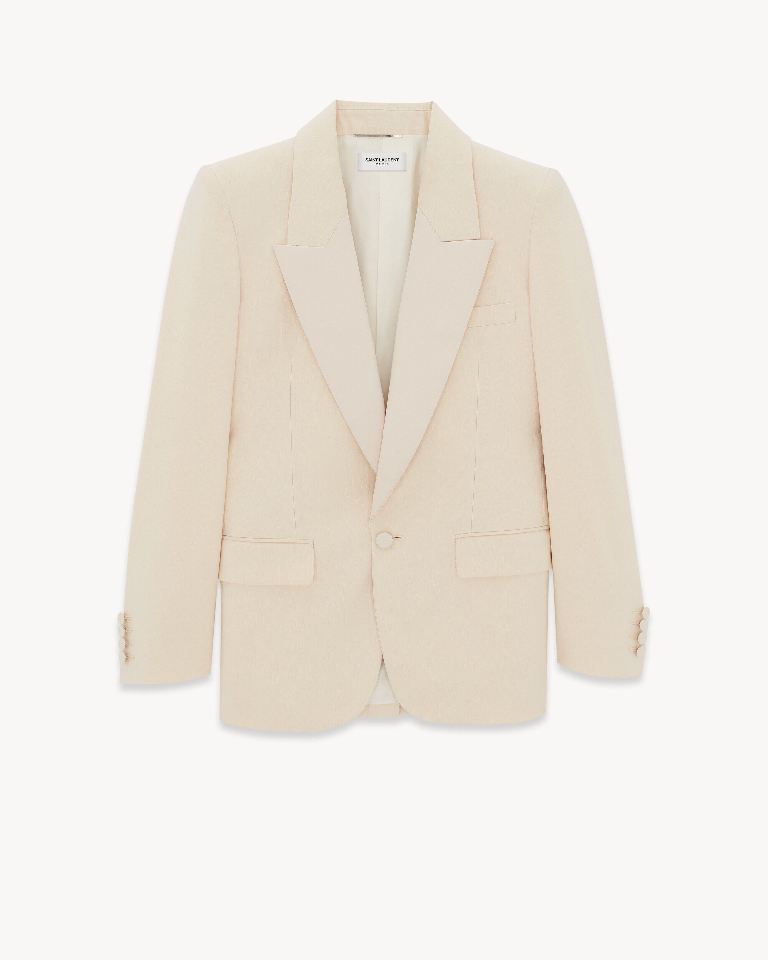 Saint Laurent Paris o1bcso1str0125 Single Breasted Tuxedo Jacket in Natural Size US S / EU 44-46 / 1 - 1 Preview