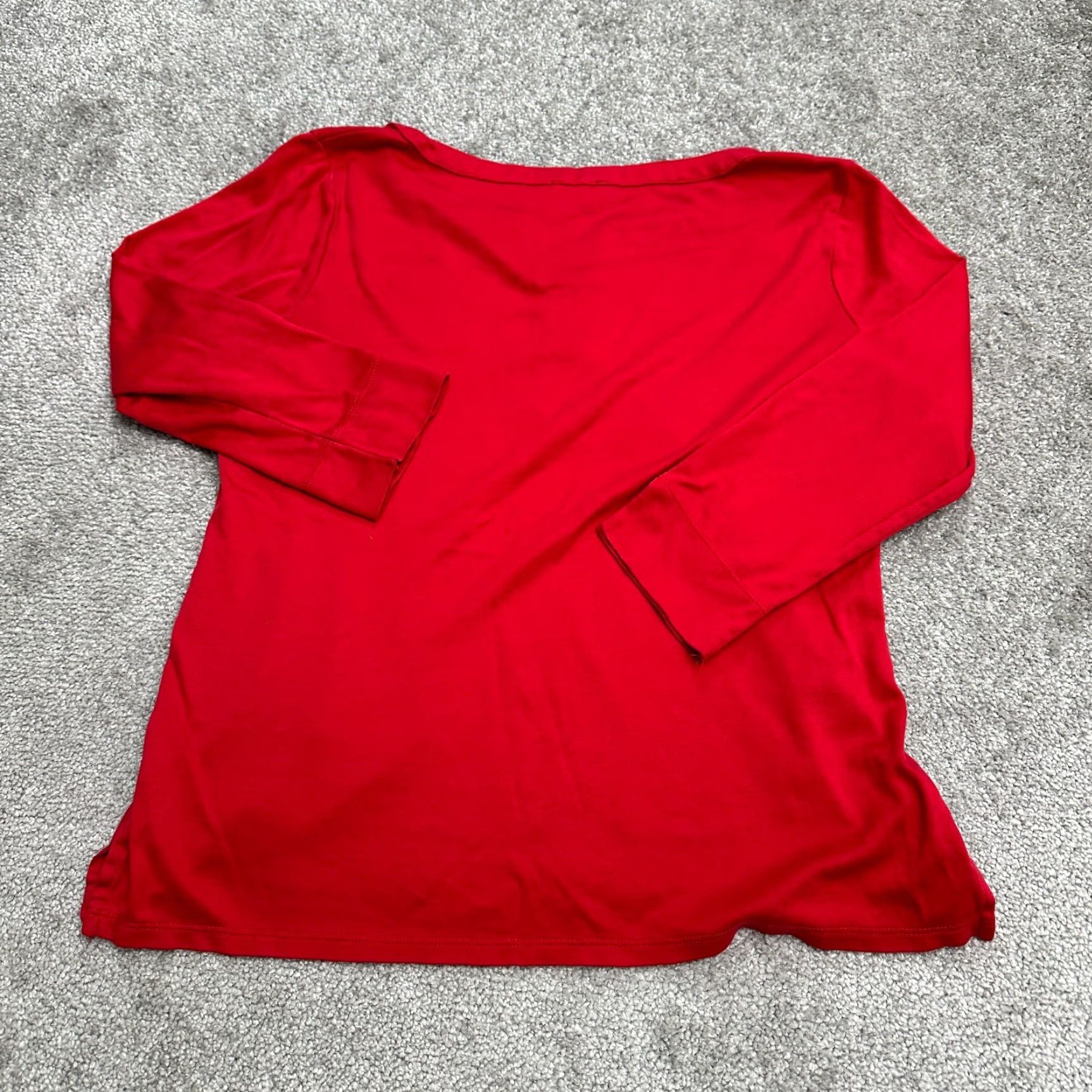 Talbots Talbots Tunic Blouse Womens Medium Red Cotton Modal Knit V-Neck Long Sleeve Casual Size M / US 6-8 / IT 42-44 - 2 Thumbnail