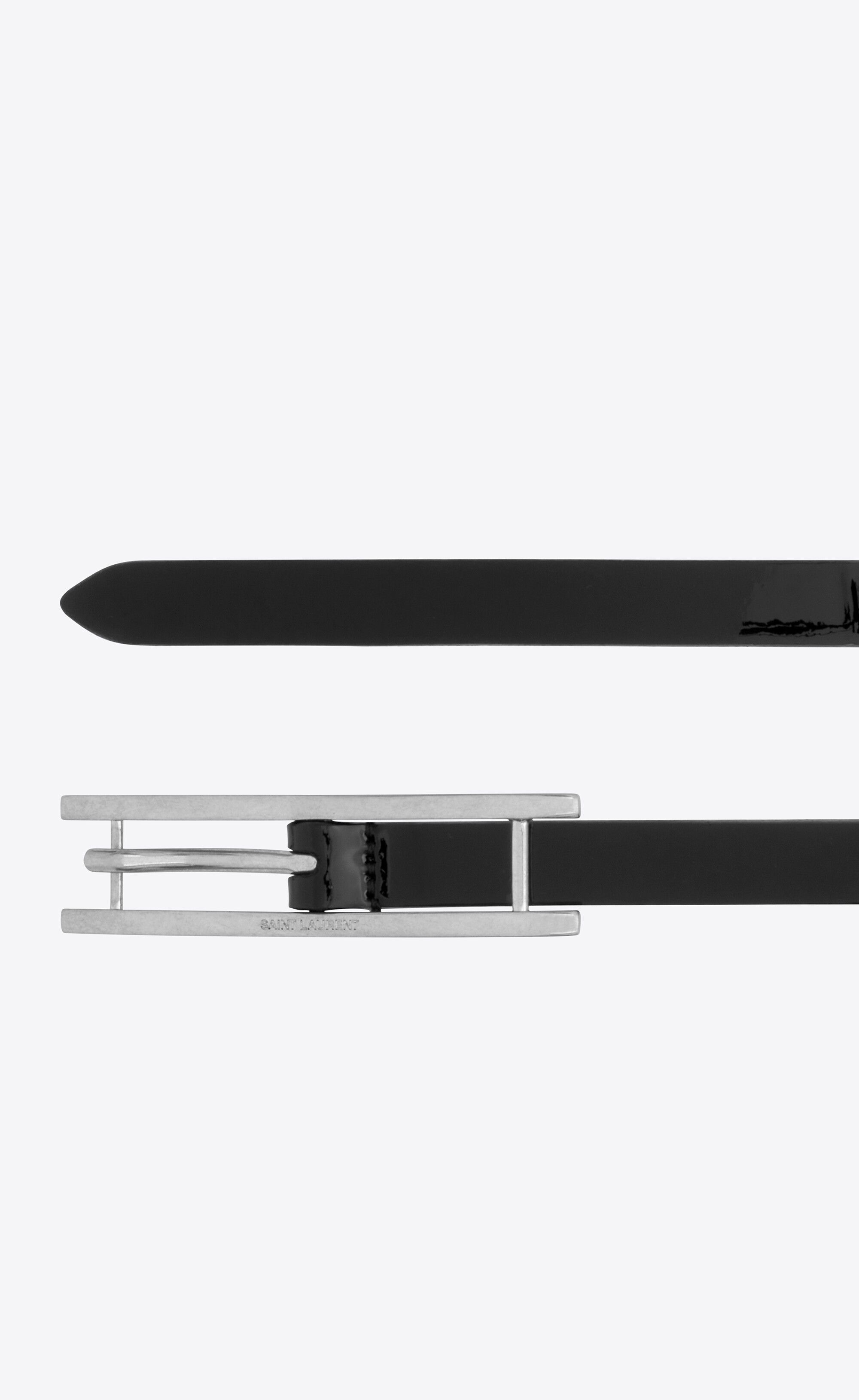 Saint Laurent Paris o1bcso1str1224 Size: 80 /Parallele Buckle Thin Belt in Black Size ONE SIZE - 2 Thumbnail