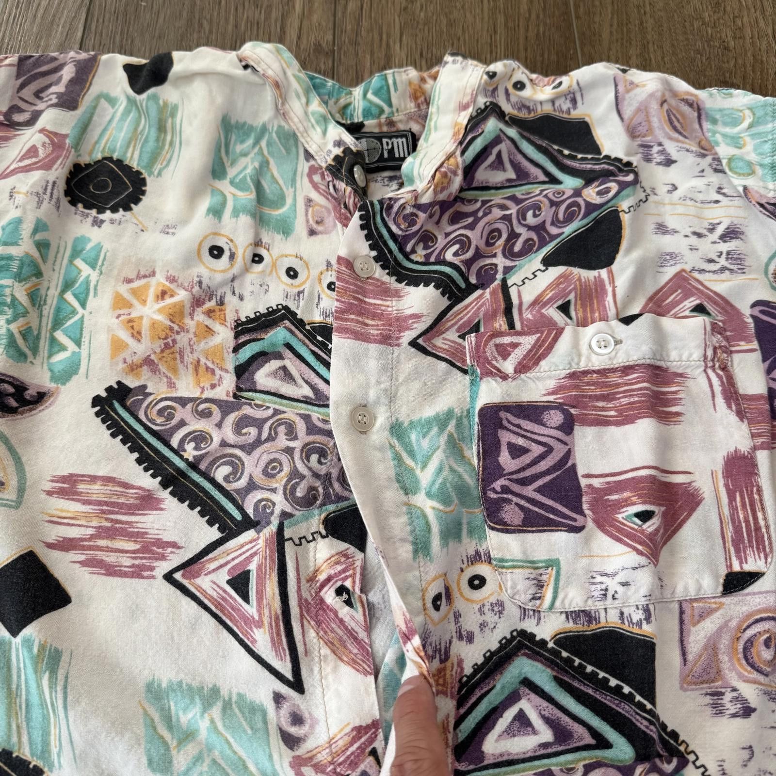 Other Vintage 90s Abstract Geometric Art Button Up Size US L / EU 52-54 / 3 - 3 Thumbnail