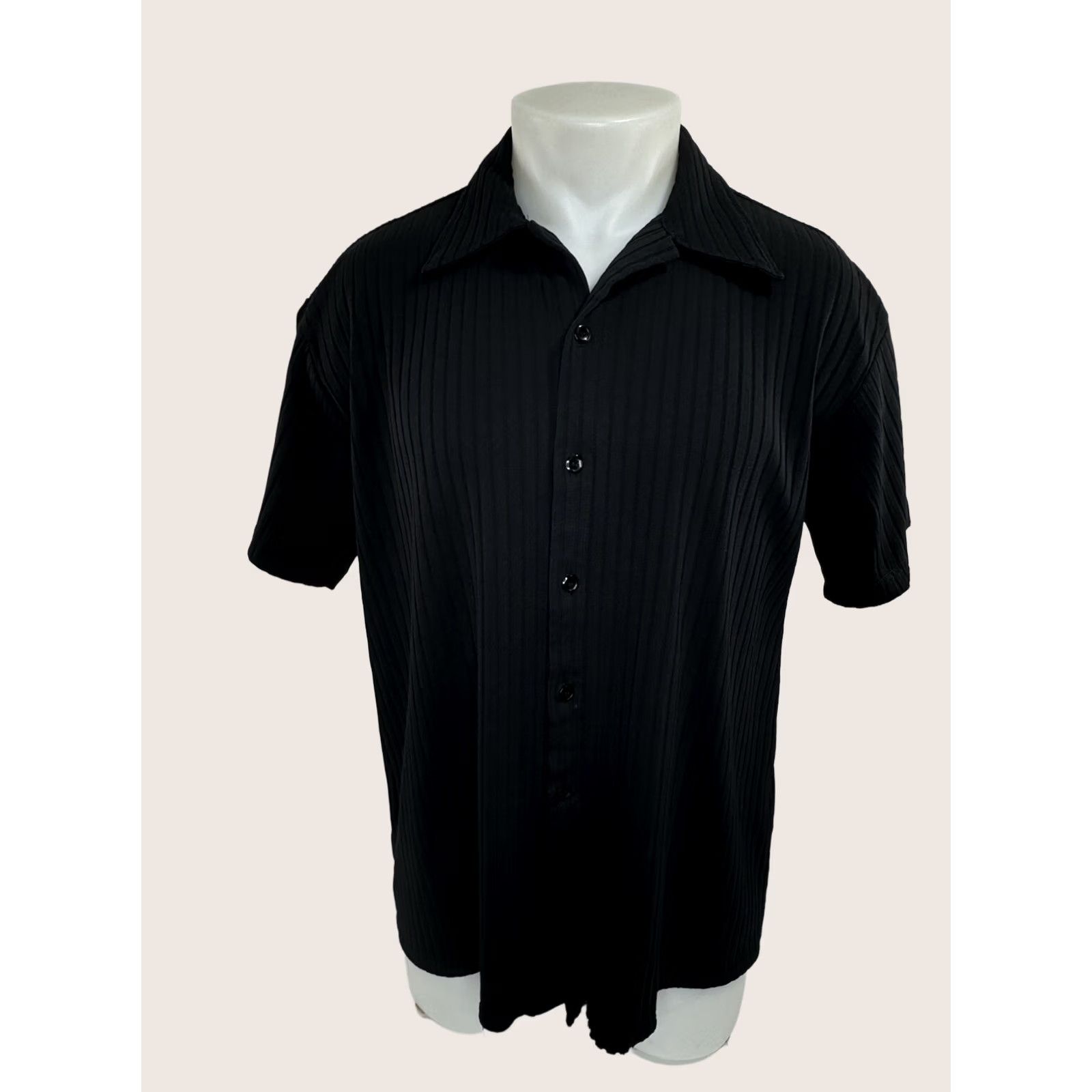 Vintage VINTAGE POSITANO Ribbed Clubbing Shirt L Black Mens Size US L / EU 52-54 / 3 - 1 Thumbnail