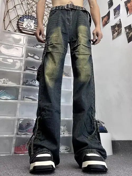 VIBE Vintage washed distressed strap rare jeans Size US 34 / EU 50 - 5 Thumbnail